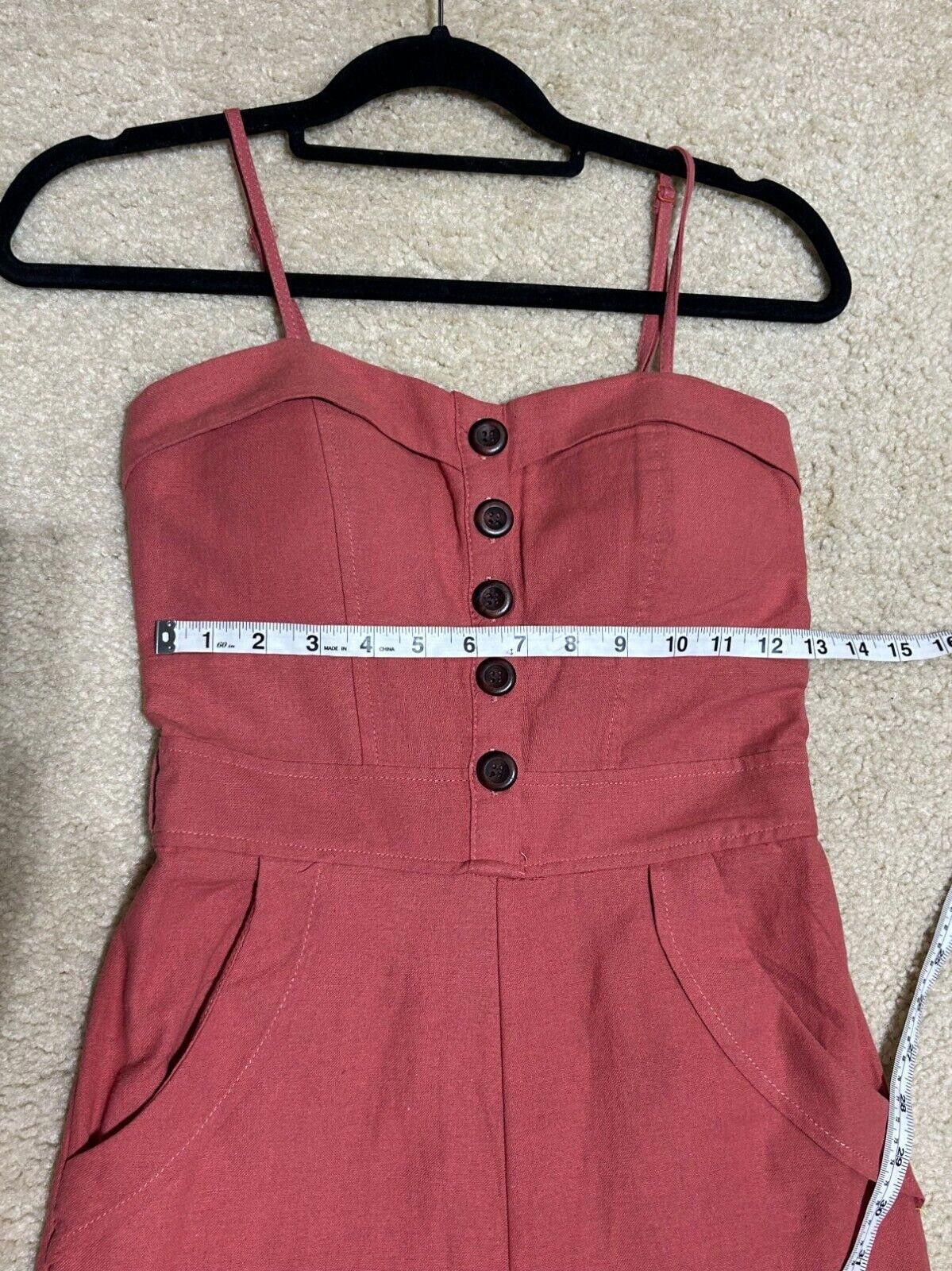 Designer Mind Code Rust Button-Front Jumpsuit with Pockets - Size S Size 28" / US 6 / IT 42 - 6 Thumbnail