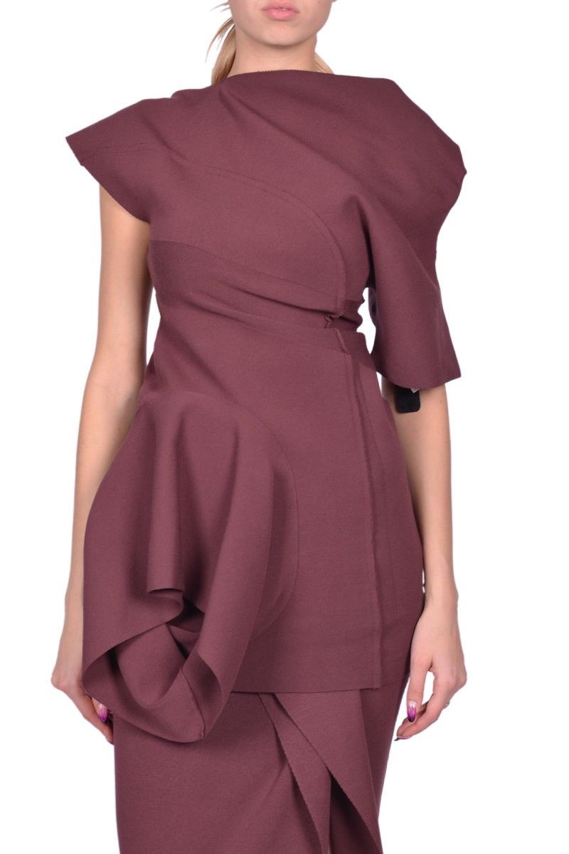 Rick Owens Last Size Rick Owens Drapped Burgundy Asymmetrical Top Size M / US 6-8 / IT 42-44 - 1 Thumbnail