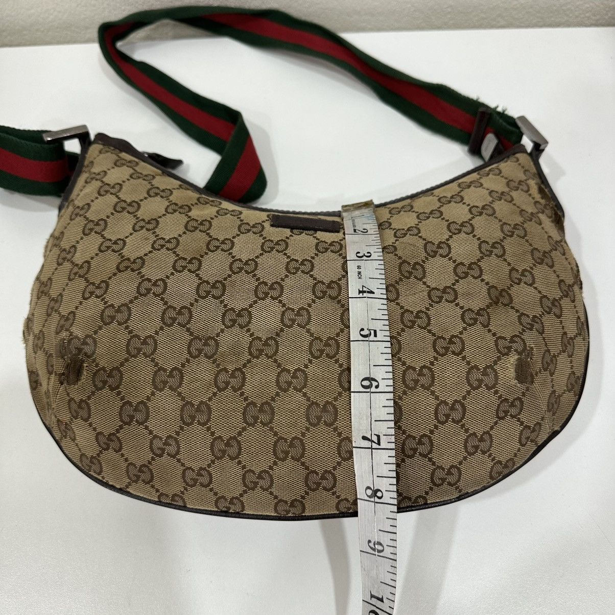 Gucci GUCCI GG WEB HALF MOON MEDIUM CROSSBODY BAG 17 Size ONE SIZE - 14 Thumbnail
