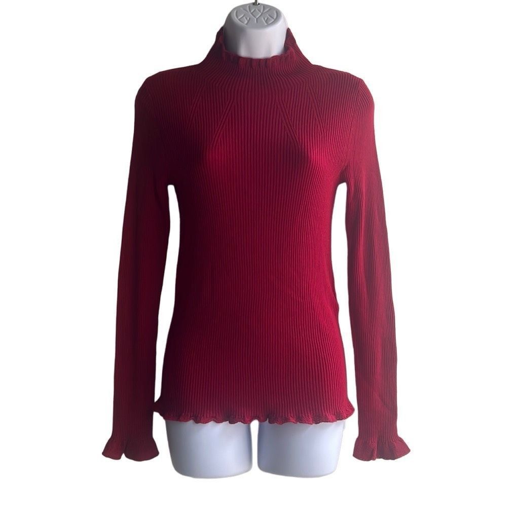 image of Marc Cain Womens Small N2 Wool Cashmere Blend Sweater Red Hi