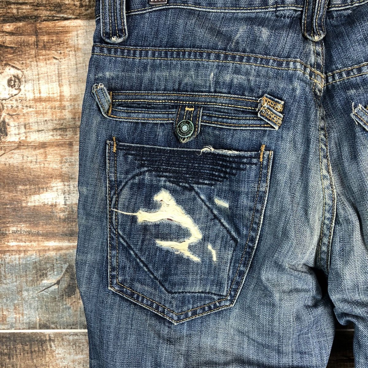 Jimmy Taverniti DLL Jimmy Taverniti Blue Distressed Denim Pants #C135 Size US 31 - 19 Thumbnail