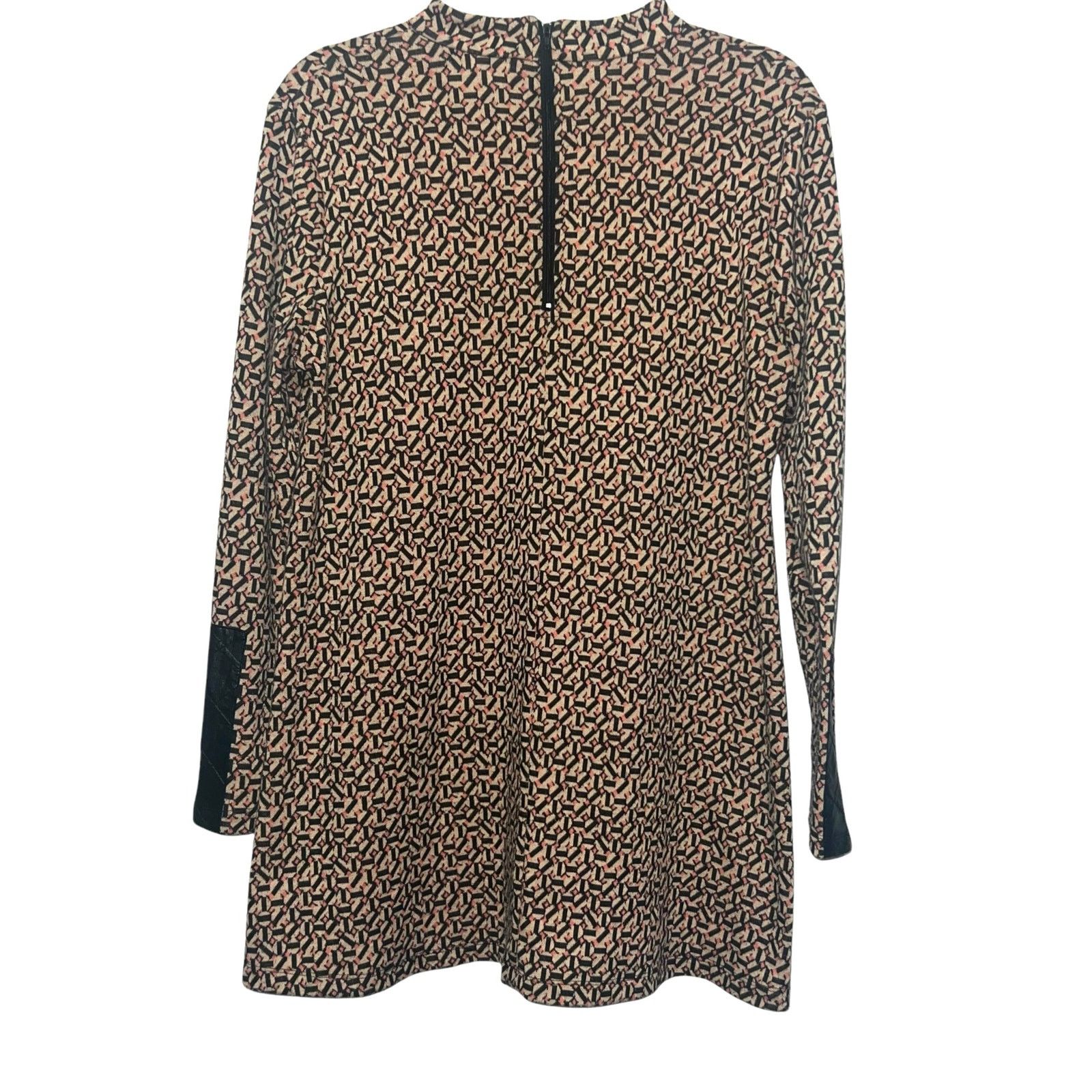 Other Tyler Bow Crissy Geo Print Mock Neck Tunic Faux Leather M Size M / US 6-8 / IT 42-44 - 3 Thumbnail