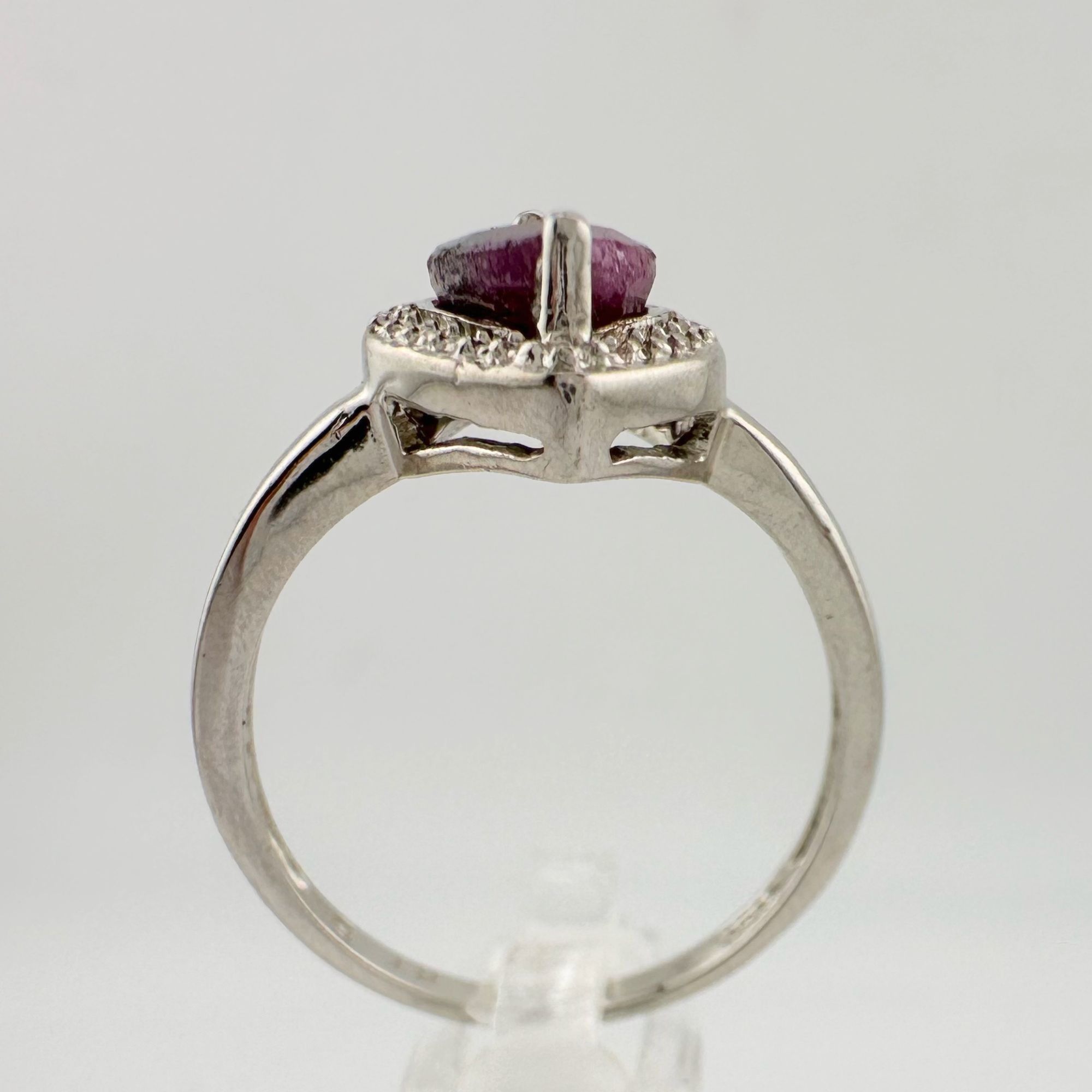 Marquise Cut Garnet & Diamond Ring - Sterling Silver - Sz 7