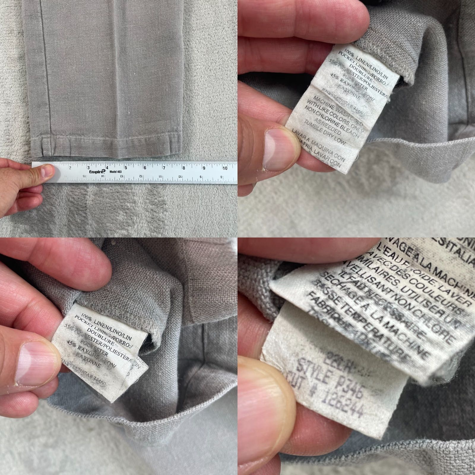 Eileen Fisher Eileen Fisher Pants Grey Women XS 100% Linen Drawstring Pockets Straight Leg Ankle Regular Size XS Women Size 26" / US 2 / IT 38 - 8 Thumbnail
