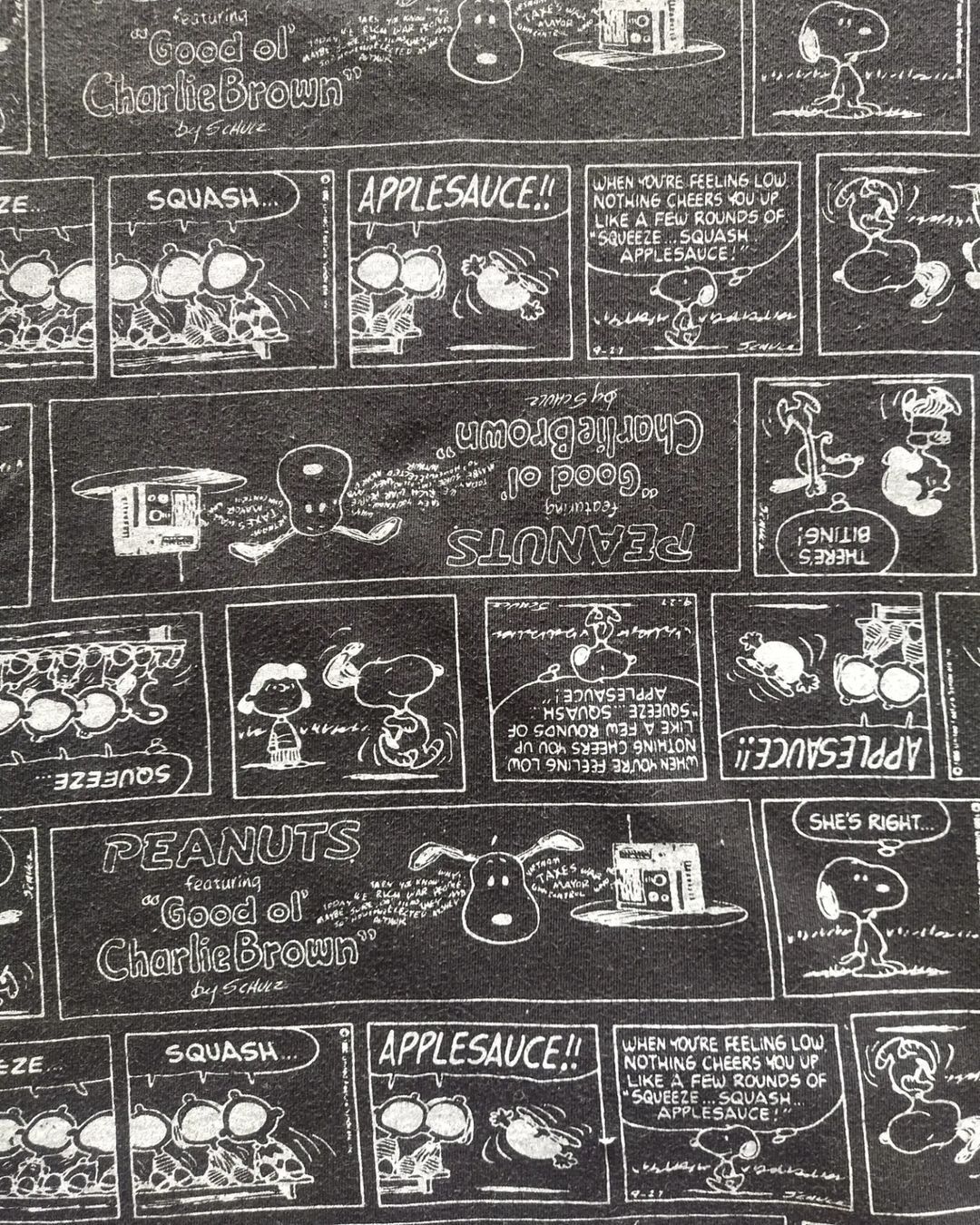 Anime × Cartoon Network Snoopy All Over Print Black Comic Strip Cartoon Tees Size XL / US 12-14 / IT 48-50 - 3 Thumbnail