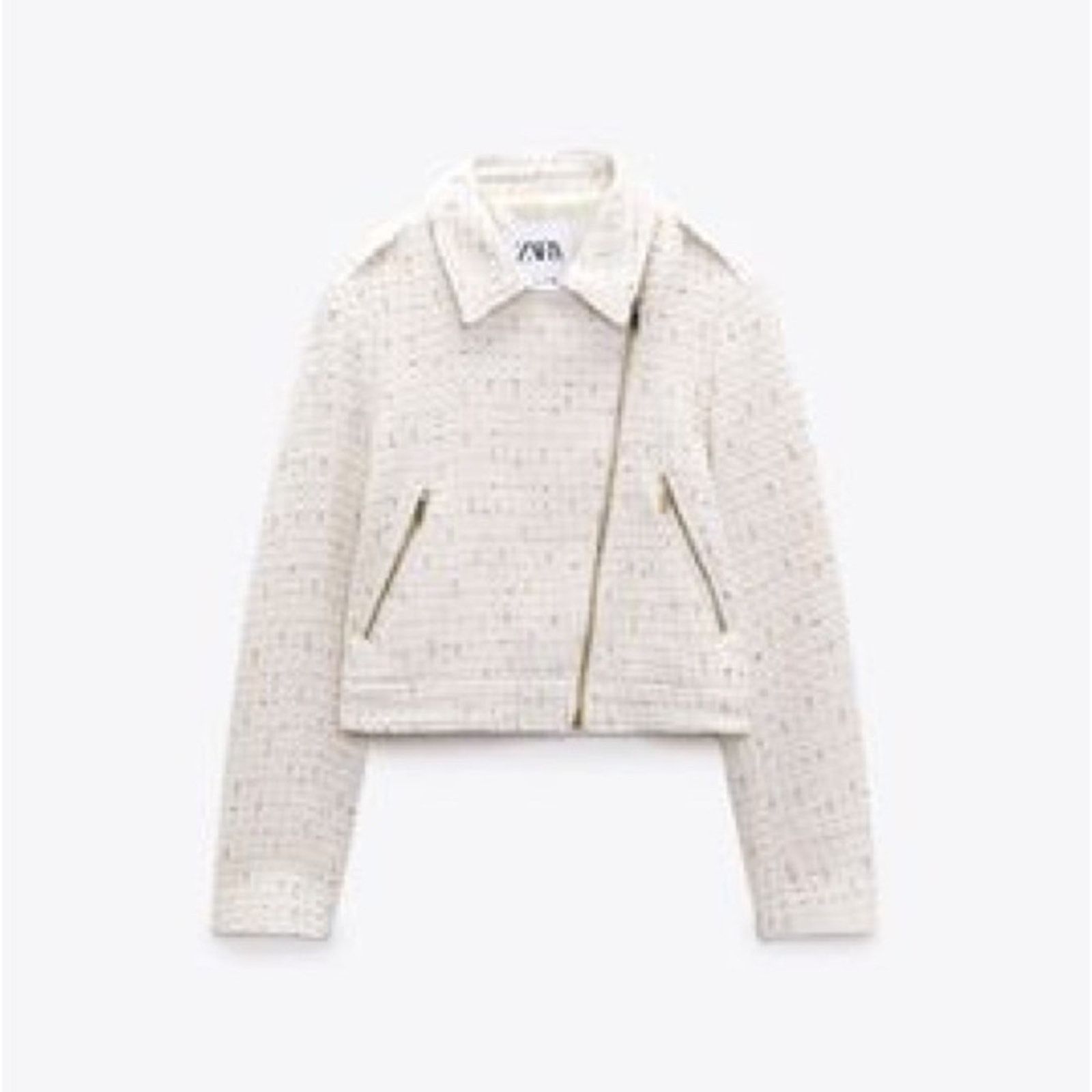 Zara ZARA ZIPPERED TEXTURED JACKET ECRU Size XL / US 12-14 / IT 48-50 - 7 Thumbnail