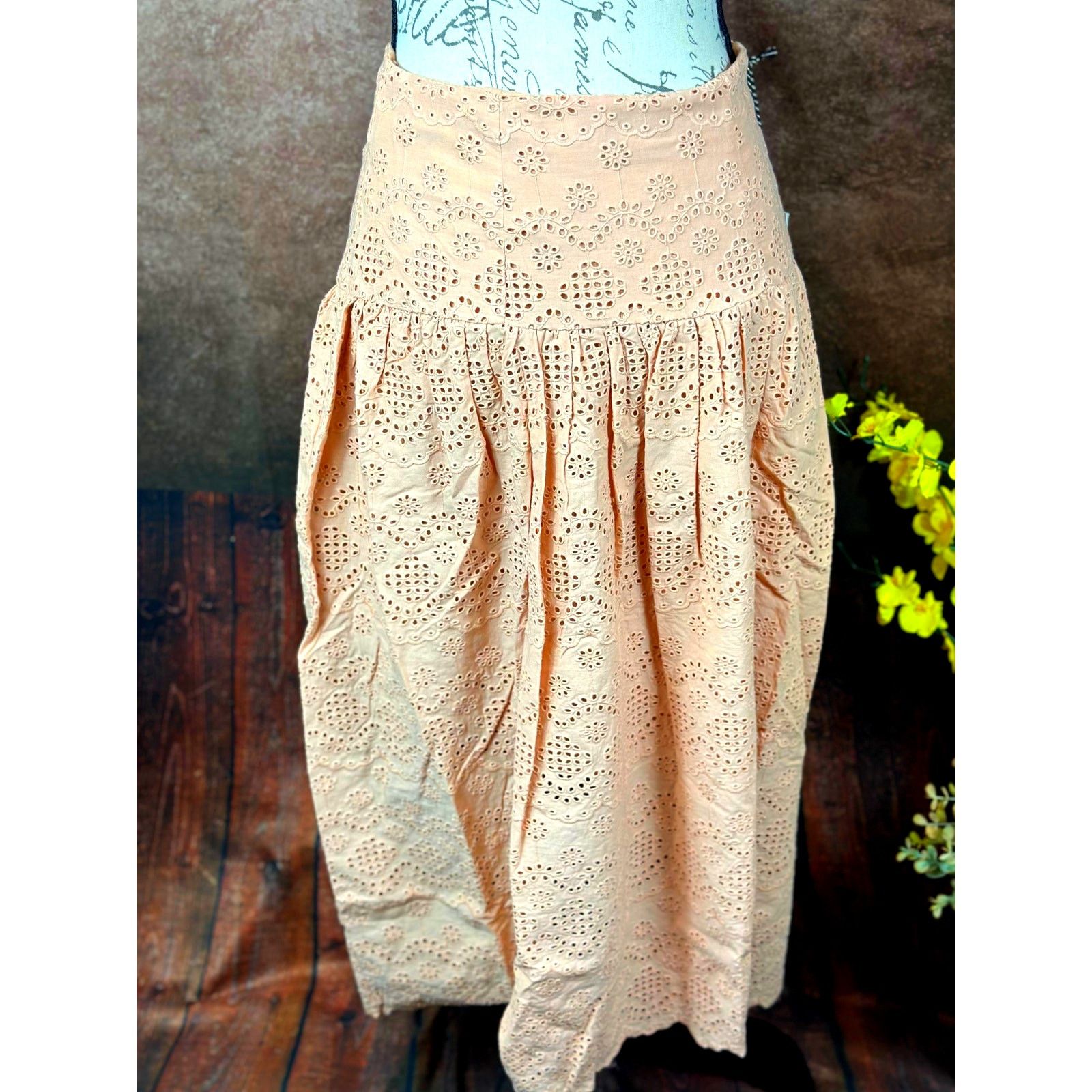Other St Roche Winona Organic Cotton Peasant Skirt Midi Tan 4 Size 27" / US 4 / IT 40 - 9 Thumbnail