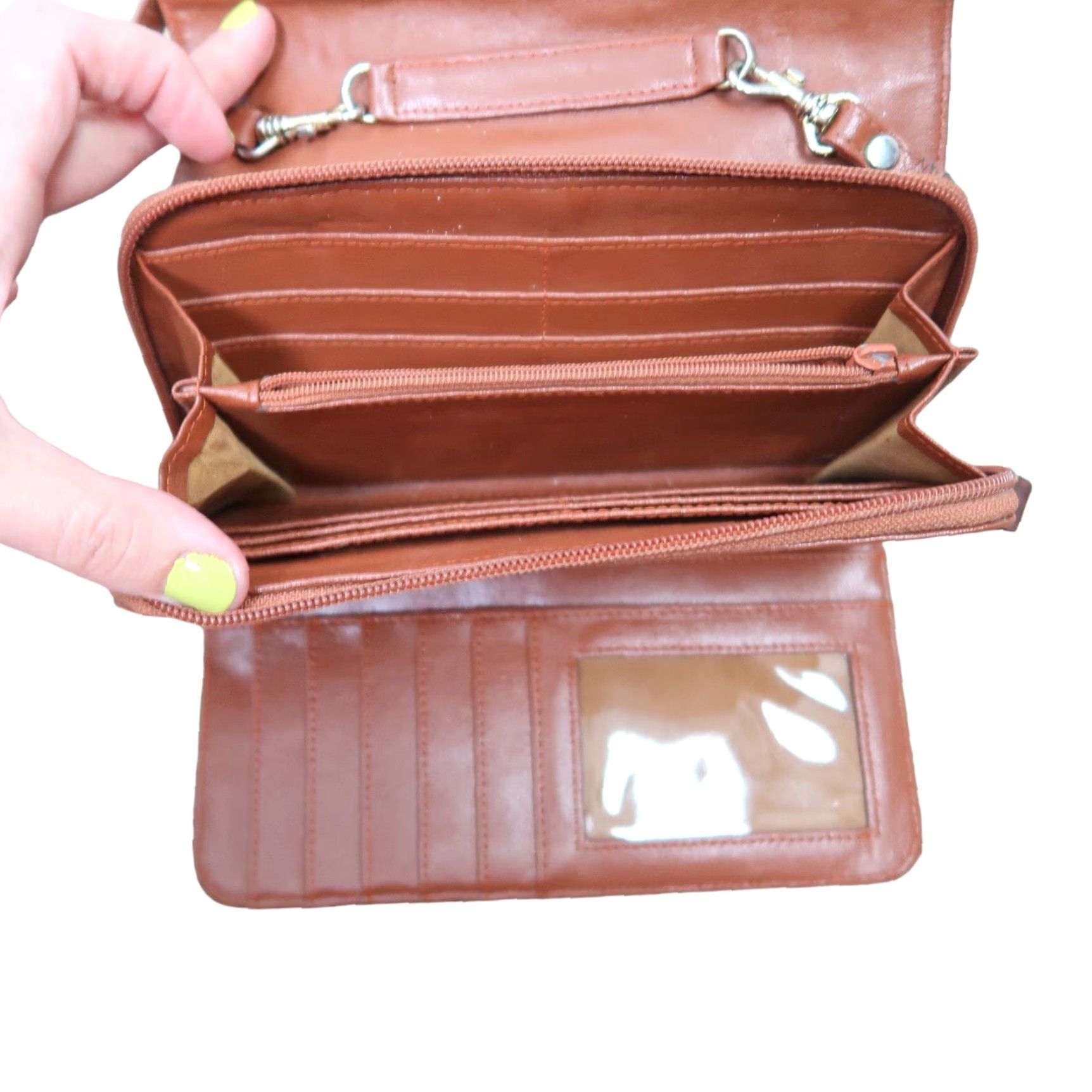 Lee VINTAGE Lee Sands Wallet Purse Crossbody Chain Strap Brown Eel Skin Bohemian Women 70s Size ONE SIZE - 6 Thumbnail