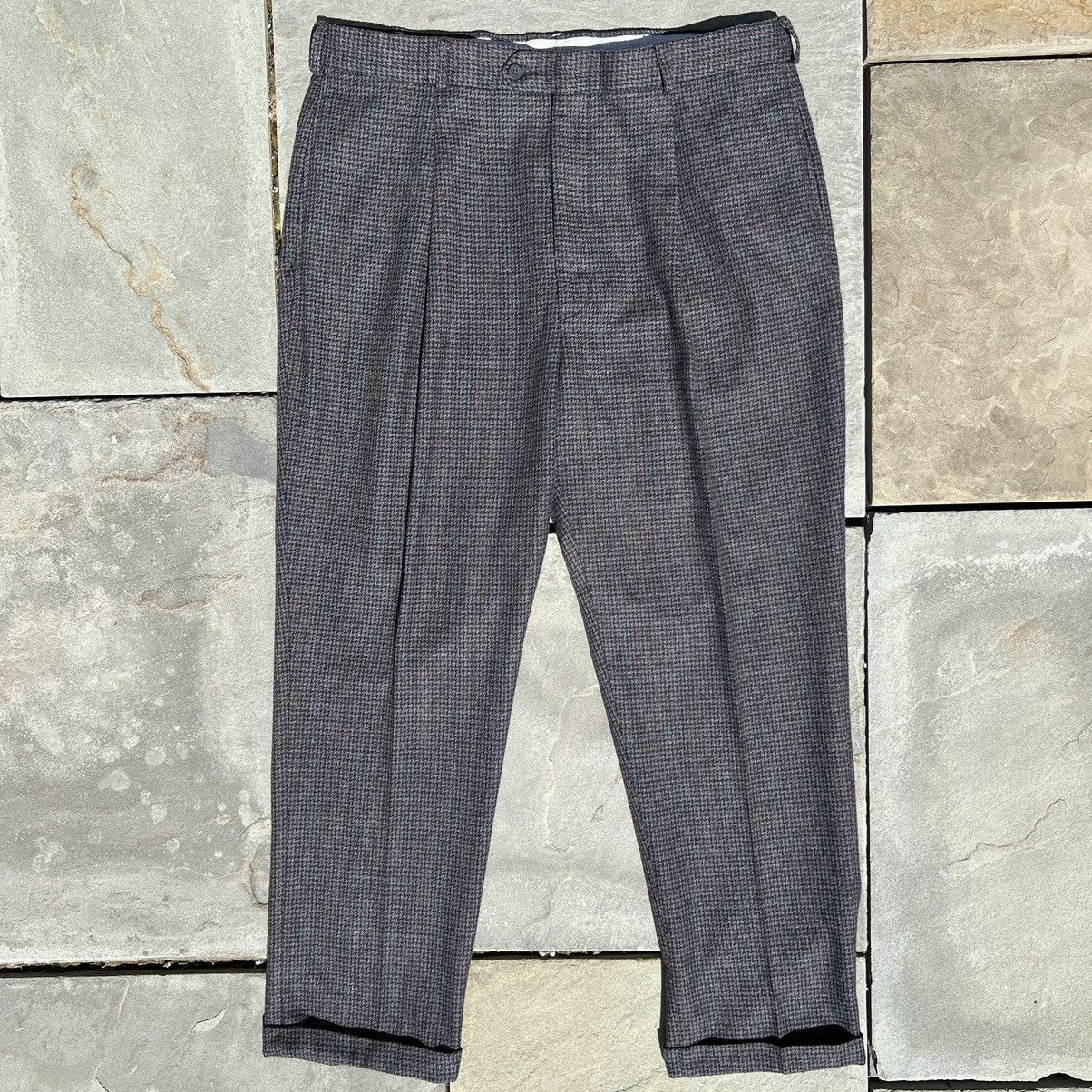 Pierre Cardin Y2K Grey Brown Houndstooth Tweed Pleated Pants Size US 36 / EU 52 - 1 Thumbnail
