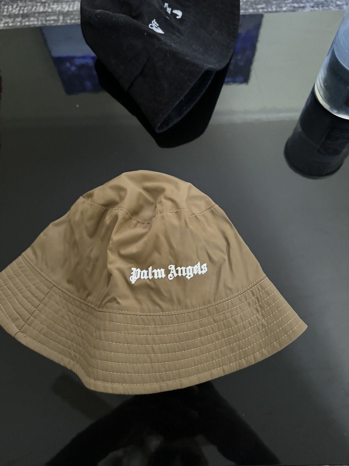 image of Palm Angels Palm Angles Bucket Hat in Taupe, Men's
