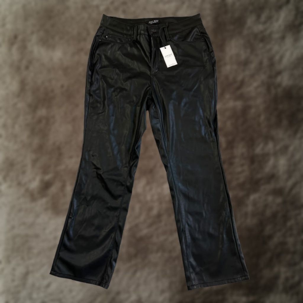 Vintage Judy Blue Jeans Women's 14 Faux Leather Front Black Straight Fit 5-Pocket Design High Rise NEW Size 36" / US 14 / IT 50 - 1 Thumbnail