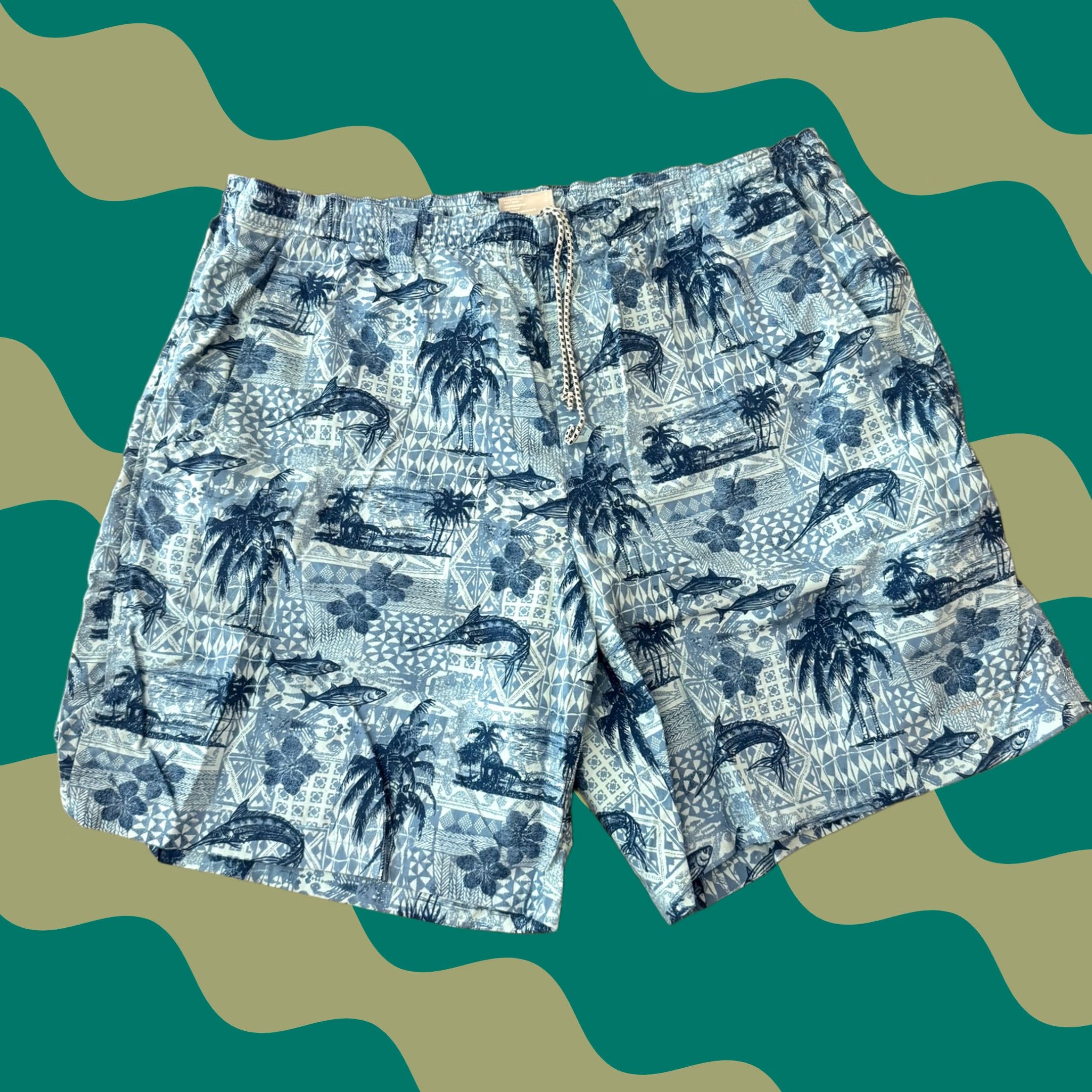 Vintage VINTAGE Columbia Beach Swimming Trunks Blue Lined Large Regular Shorts Mens, Y2K Tropical Fish, Swim Bottom Size US 33 - 1 Thumbnail