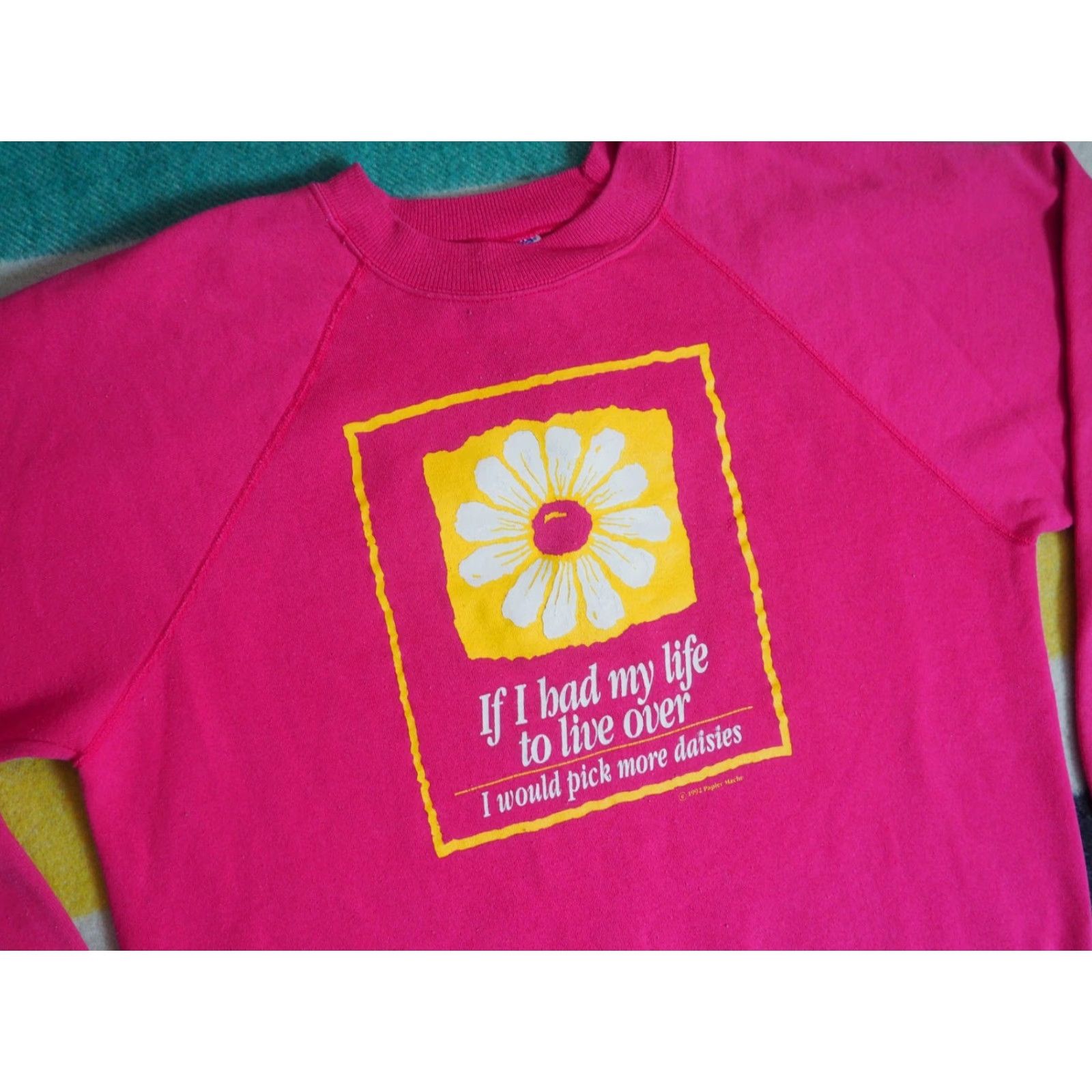 Hanes **VTG 90s Hanes Pink Flower Floral Art USA Pullover Sweatshirt XL** User: VTG 90s Hanes Pink Flower Floral Art USA Pullover Sweatshirt XL Size XL / US 12-14 / IT 48-50 - 2 Thumbnail