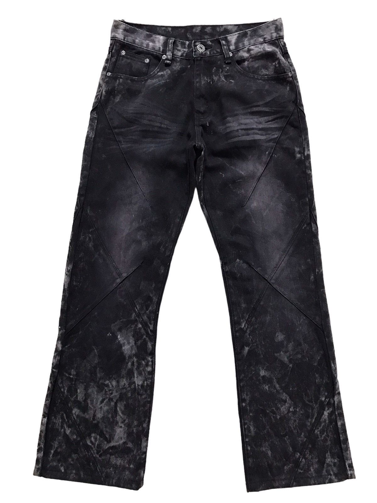 Japanese Brand Igrod Cdhrm Punk Cross Stitch Bleach Denim Flare Jeans Size US 30 / EU 46 - 1 Thumbnail