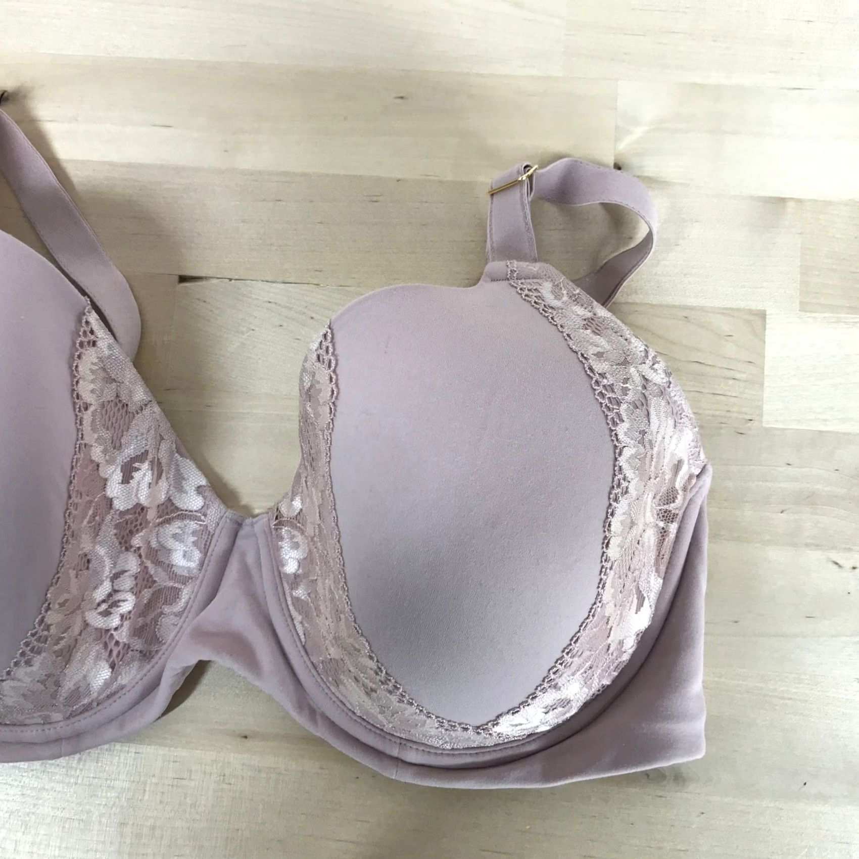 Vintage Soma Embraceable Perfect Coverage Bra Underwire 40D Dusty Mauve Lace Trim Size ONE SIZE - 3 Thumbnail