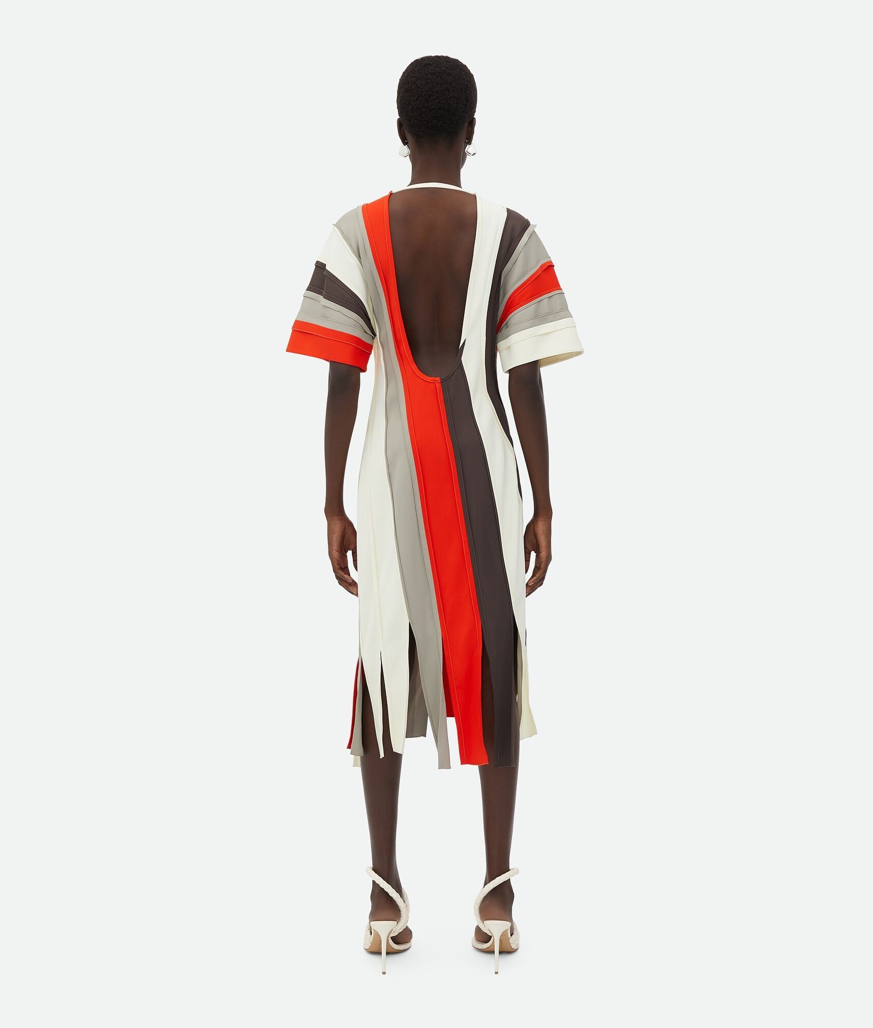 Bottega Veneta o1w1db10825 Fluid Viscose Stripe Dress in Multicolor Size XS / US 0-2 / IT 36-38 - 3 Thumbnail