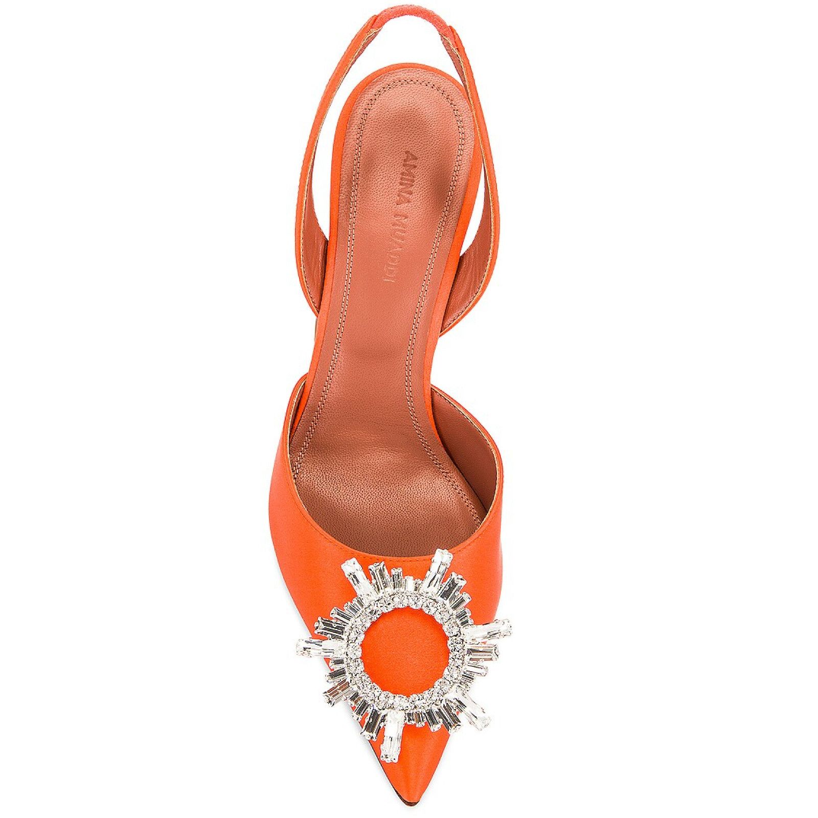 Amina Muaddi Amina Muaddi 95 Begum Sling Orange Satin Crystal Size US 6.5 / IT 36.5 - 9 Thumbnail