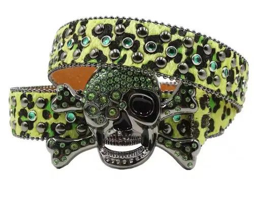 Other Mizuki x Meifa Leopard skull Hot Rhinestone PU Leather Belt Size ONE SIZE - 7 Thumbnail