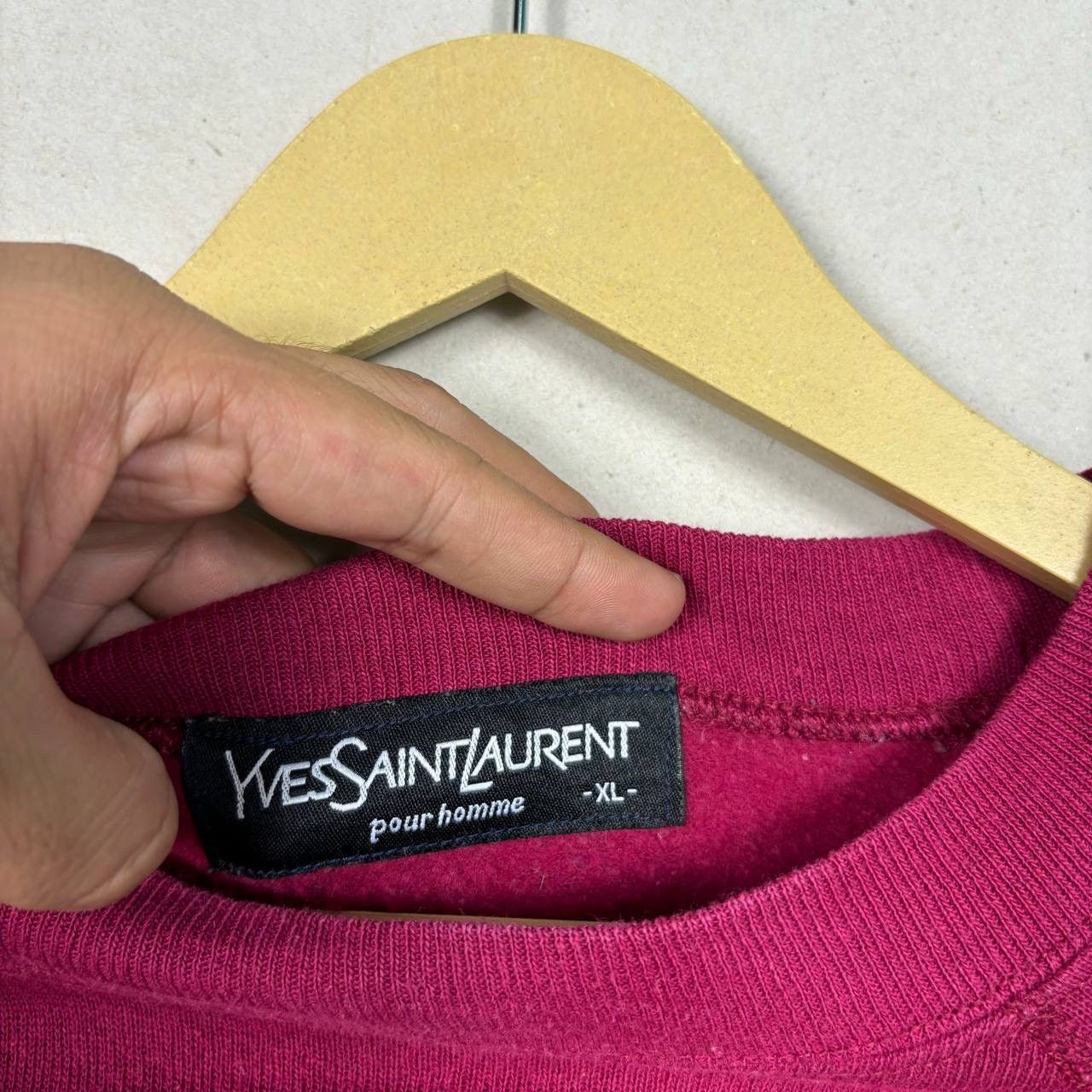 Yves Saint Laurent Vtg YSL Pour Homme Magenta Multi-Color Embroidery Sweatshirt Size US XL / EU 56 / 4 - 4 Thumbnail