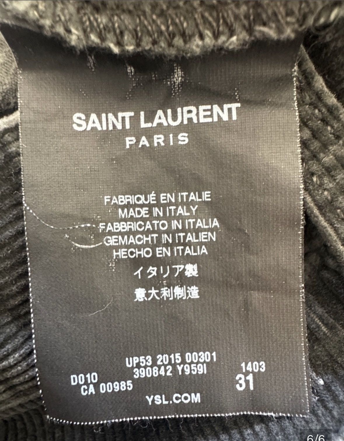 Saint Laurent Paris Saint Laurent Dark Grey Corduroy Pants Size US 31 - 4 Thumbnail
