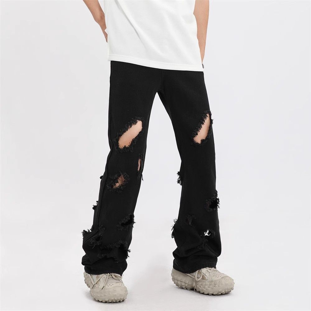 Japanese Brand × Jean Heavy industry hip hop punk trend flared ripped jeans y2k Size US 32 / EU 48 - 2 Thumbnail