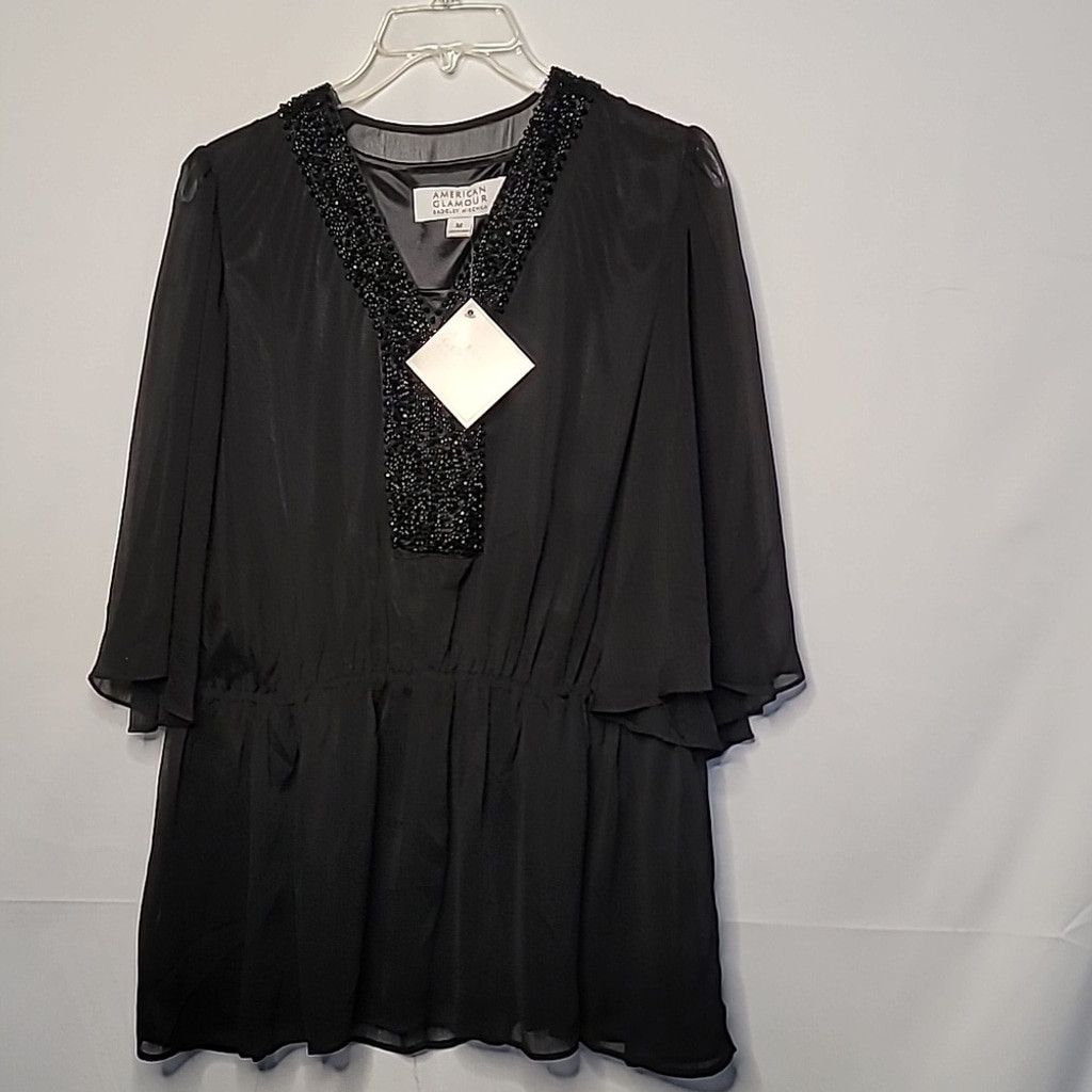 Badgley Mischka NWT Badgley Mischka butterfly sleeve beaded neck top sz M Size M / US 6-8 / IT 42-44 - 1 Thumbnail