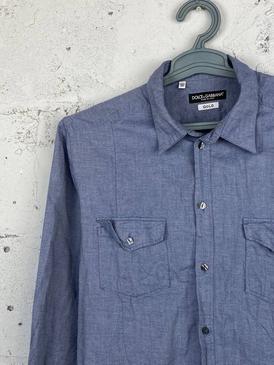 Designer × Dolce & Gabbana Dolce&Gabbana Luxury Jeans Pocket Blue Shirt Size US M / EU 48-50 / 2 - 2 Thumbnail