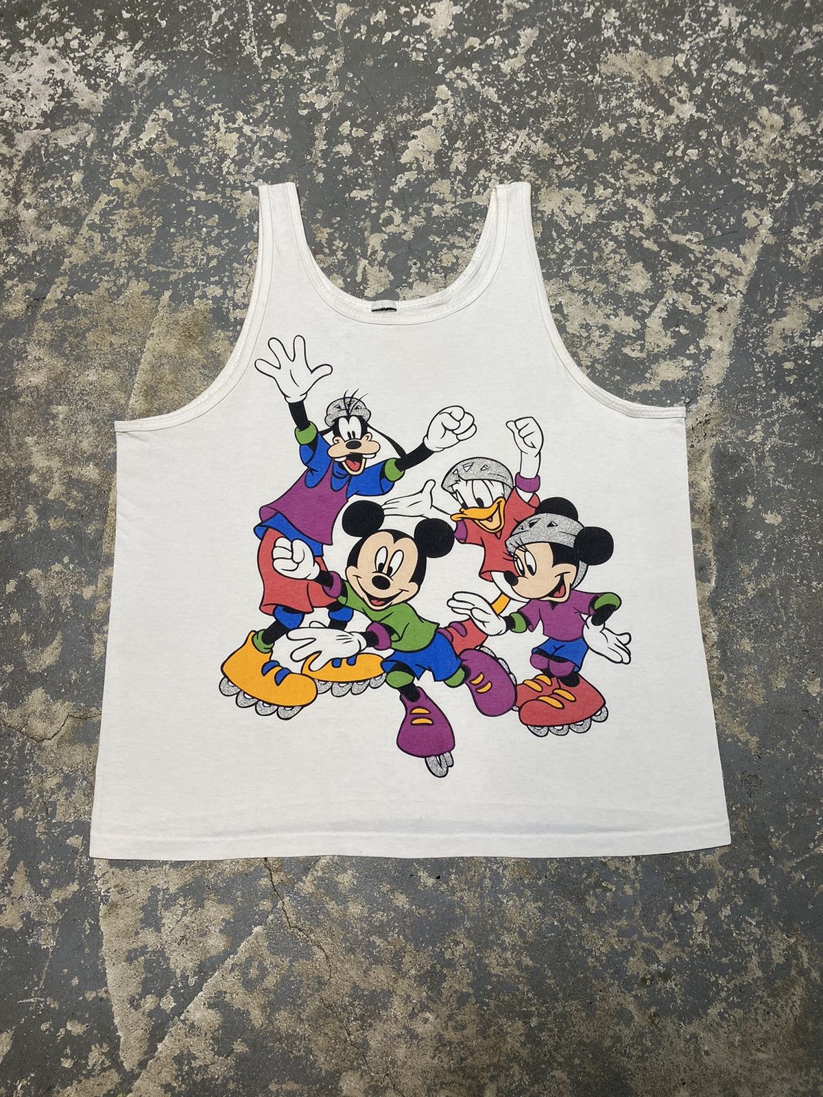 Mickey Mouse × Vintage Vintage Mickey Mouse & Friends Rollerblading Skates Tank Top Size US L / EU 52-54 / 3 - 3 Thumbnail