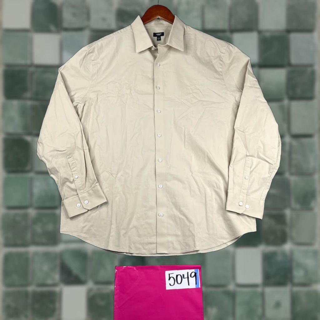 Express Express Shirt XL Beige Slim Classic Button Up Long Sleeve Mens Size US XL / EU 56 / 4 - 1 Thumbnail