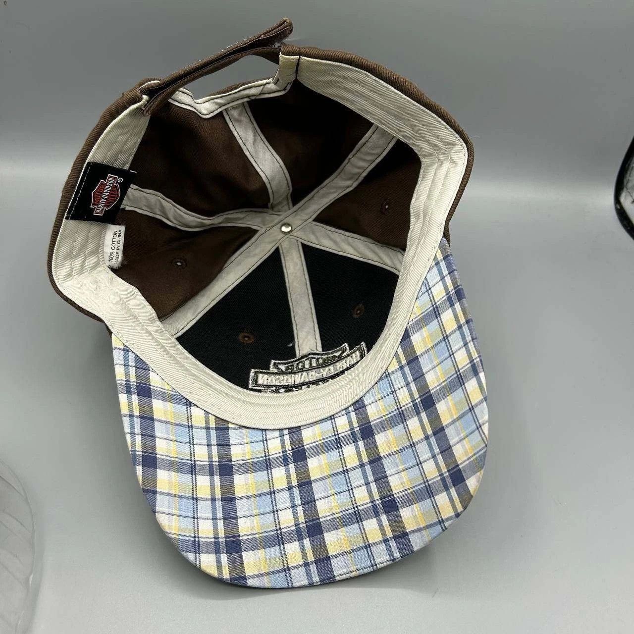 Harley Davidson Harley Davidson Motorcycles Hat Plaid Strap Back Cotton Size ONE SIZE - 2 Thumbnail