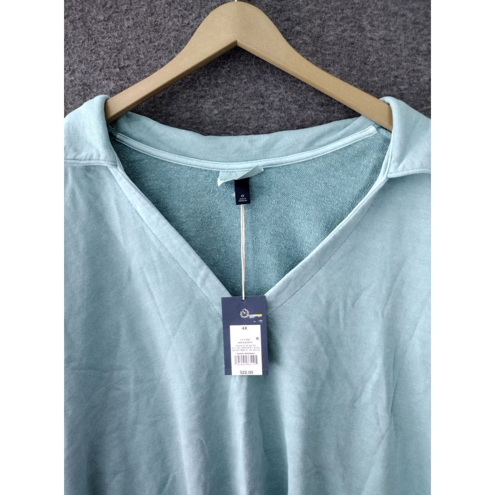 Vintage Universal Thread Polo Shirt Womens 4X Aqua Blue Collared Short Sleeve Cropped 90s Theme, Casual, All Seasons, Machine Washable, Plus Size Size XXL / US 16-18 / IT 52-54 - 3 Thumbnail
