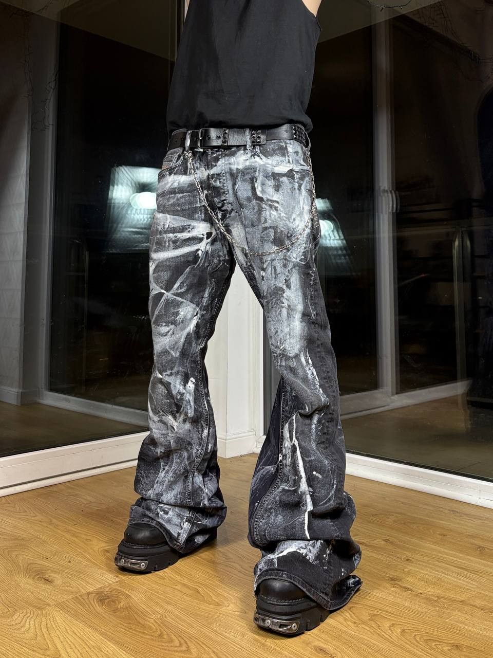 Japanese Brand rare bootcut painted flare jeans Size 28" / US 6 / IT 42 - 3 Thumbnail