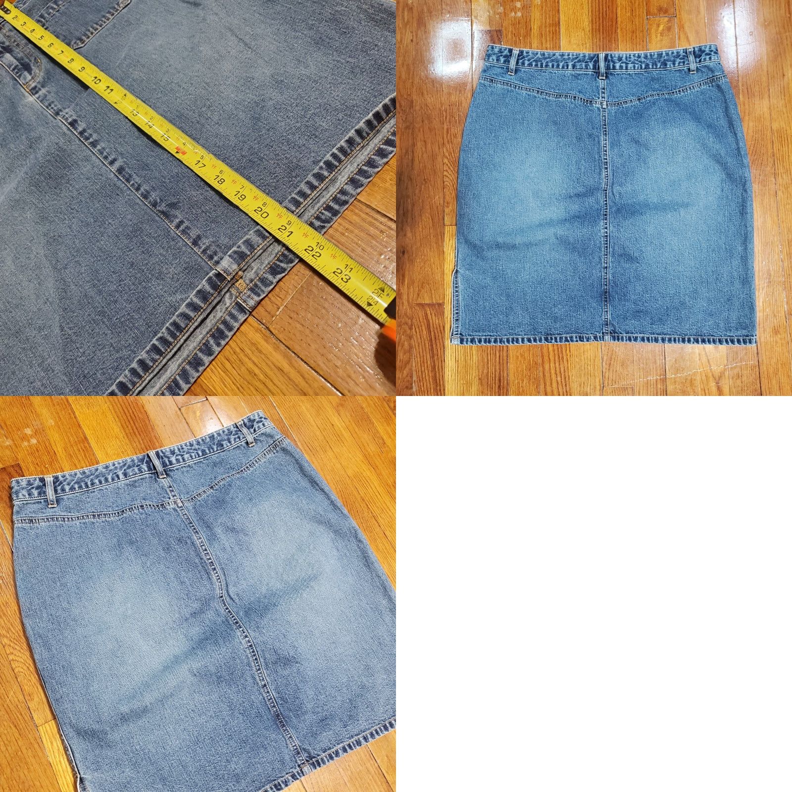 Old Navy VINTAGE Old Navy Skirt Denim Cargo Blue 14 High Rise A-Line Short Women 90s 00s Bohemian Pockets Size 36" / US 14 / IT 50 - 8 Thumbnail