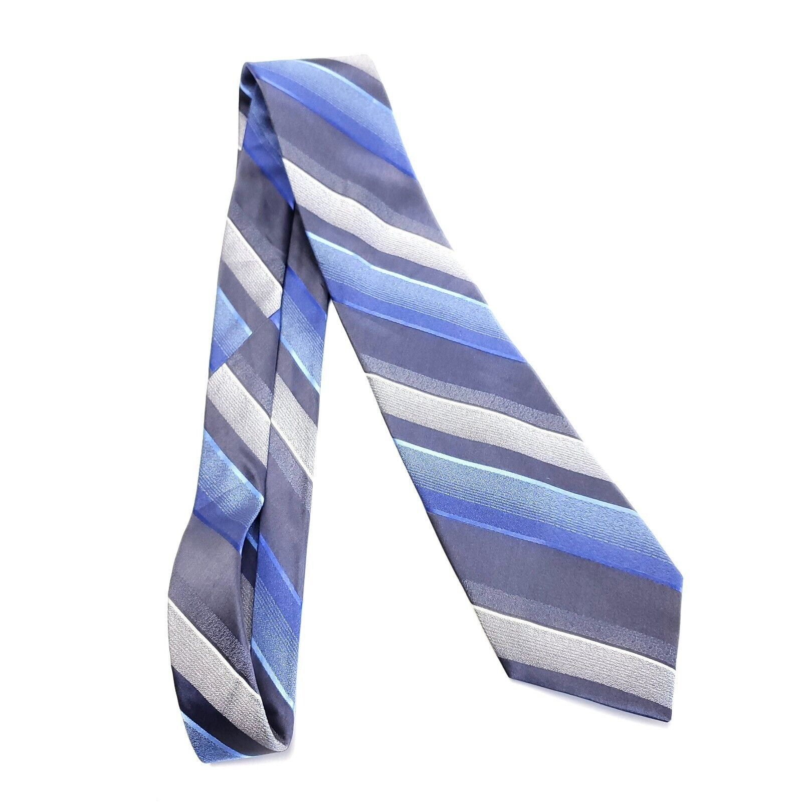 Van Heusen Van Heusen Blue Gray Striped Woven Silk Tie Size ONE SIZE - 6 Thumbnail