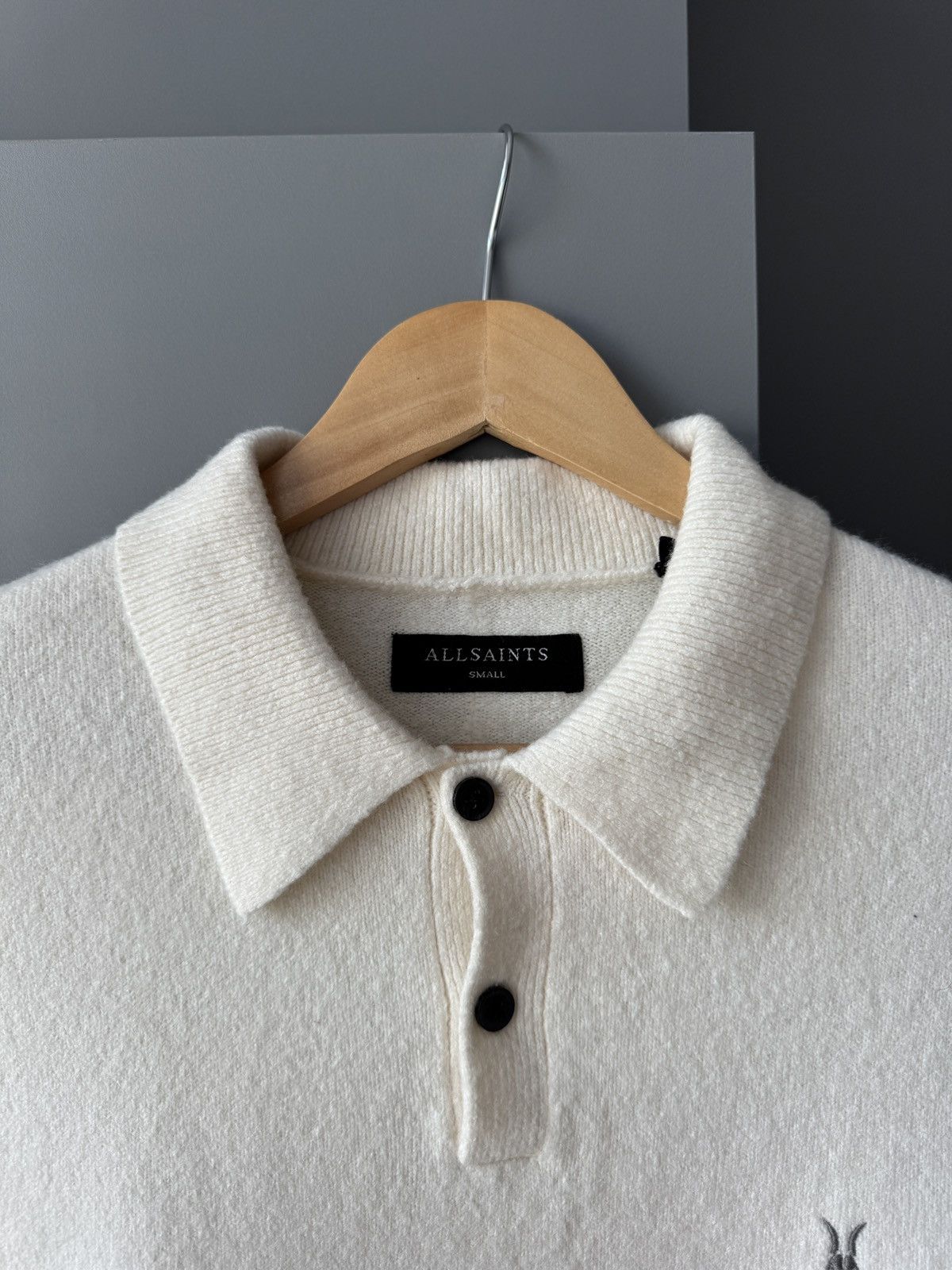 Allsaints ALLSAINTS Ramskull Statten Wool Blend Polo Sweater Size US S / EU 44-46 / 1 - 5 Thumbnail