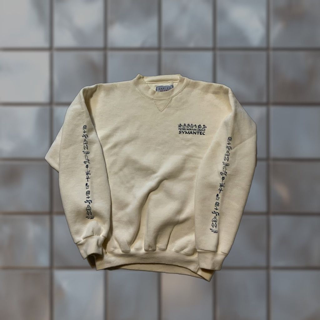 Vintage VINTAGE Peter Norton Group Symantec ANUBIS Software Technology Sweatshirt Mens Sz. M Ivory Crewneck Pullover Santee 46 Chest 27 Shoulder to Hem Size US M / EU 48-50 / 2 - 1 Thumbnail