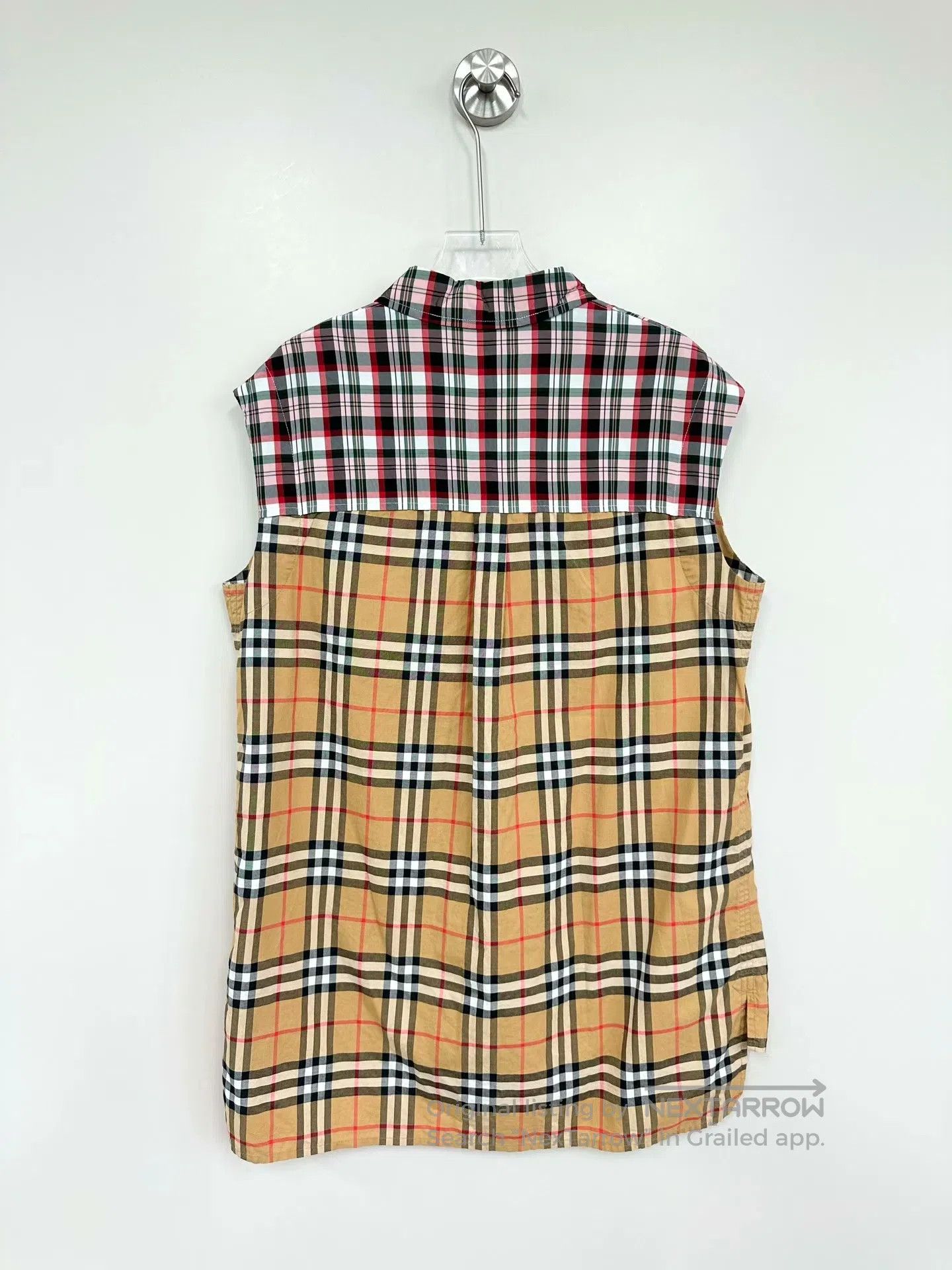 Burberry Burberry Khaki Classic Plaid Collarless Sleeveless Shirt| Size XS / US 0-2 / IT 36-38 - 2 Thumbnail