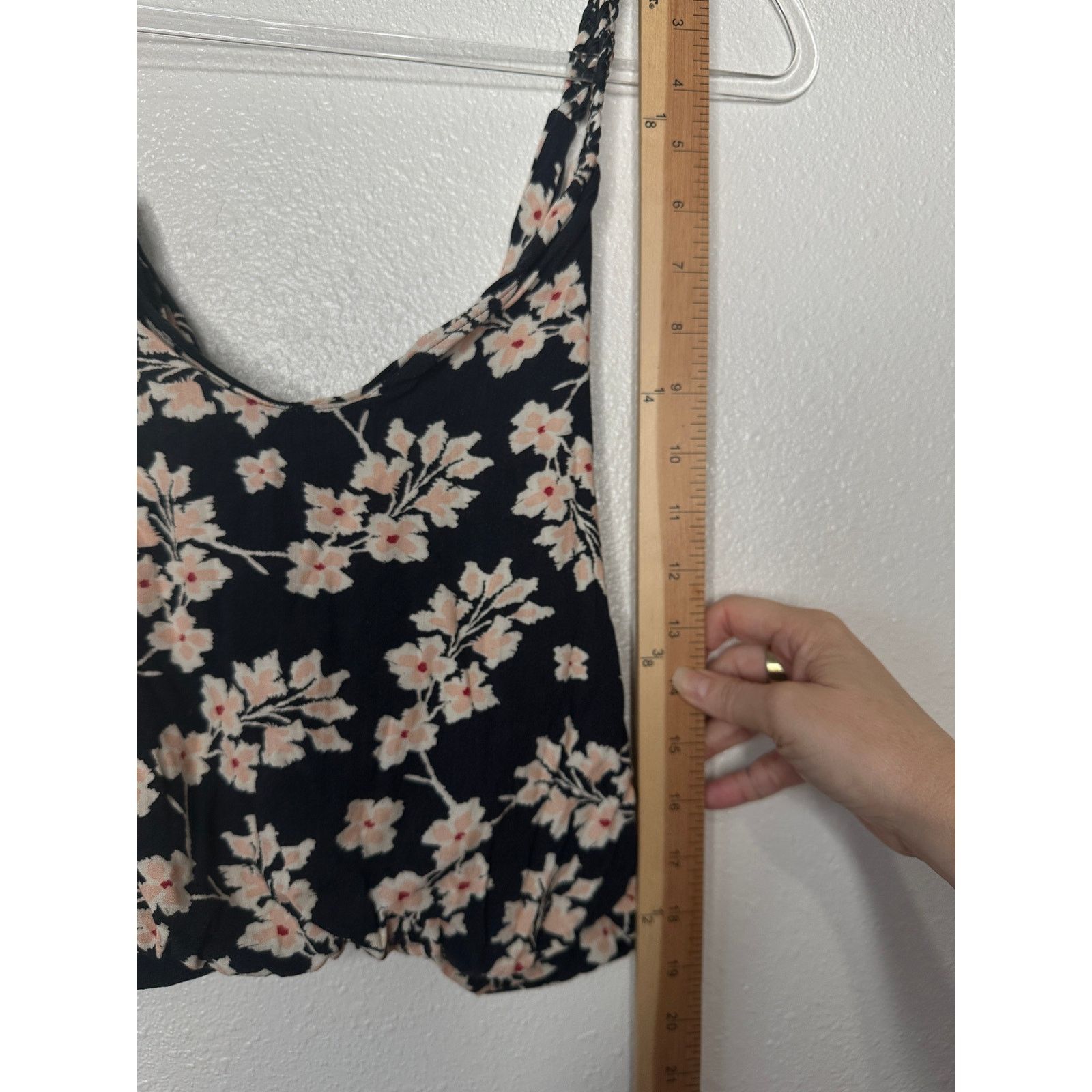 Other Boho Floral Braided Twist Back Tank Top Black Peach Linen Size XS / US 0-2 / IT 36-38 - 15 Thumbnail