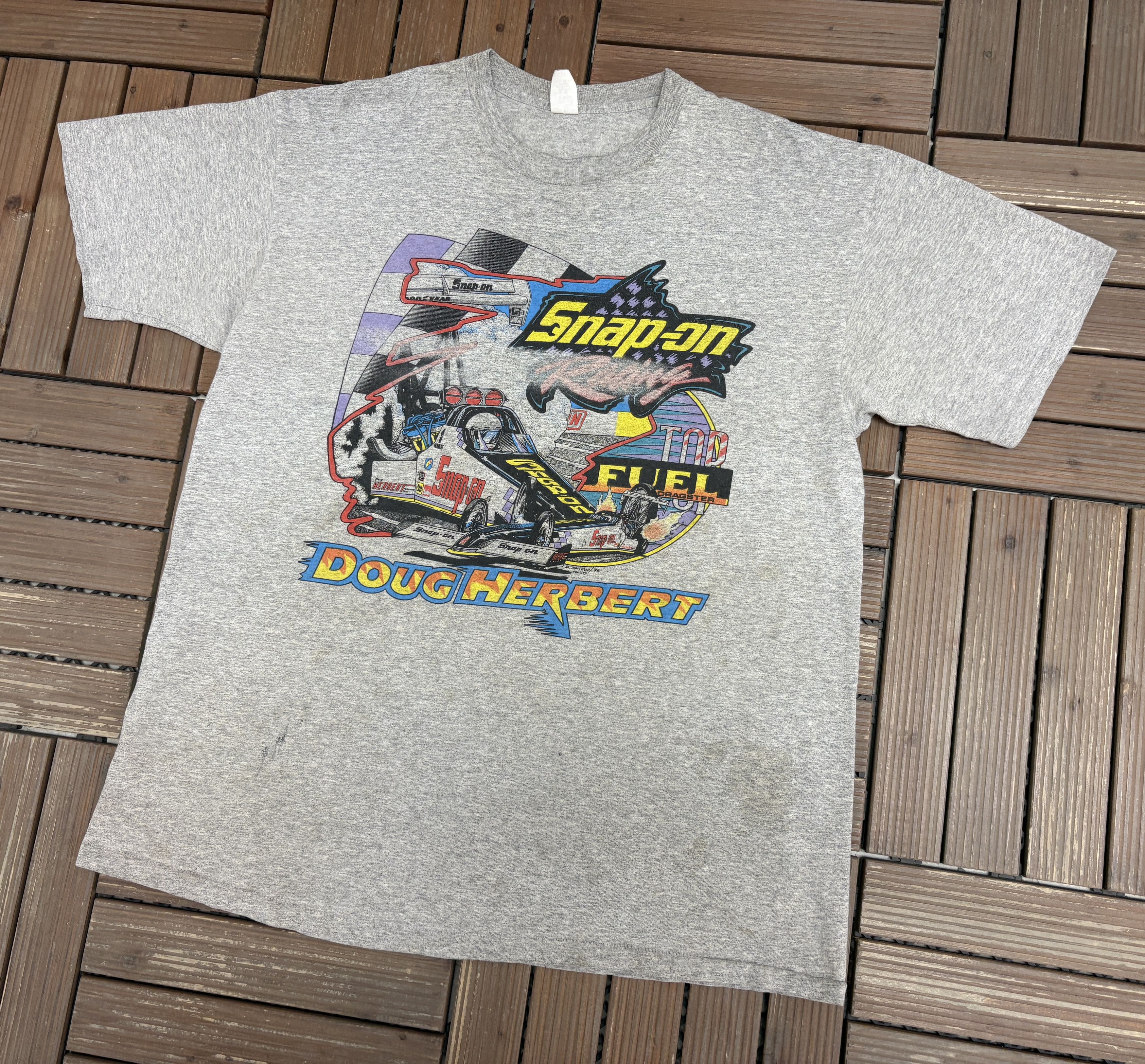 Vintage Doug Herbert Snap-On Racing Vintage Grey T-Shirt Tee Size US XL / EU 56 / 4 - 3 Thumbnail