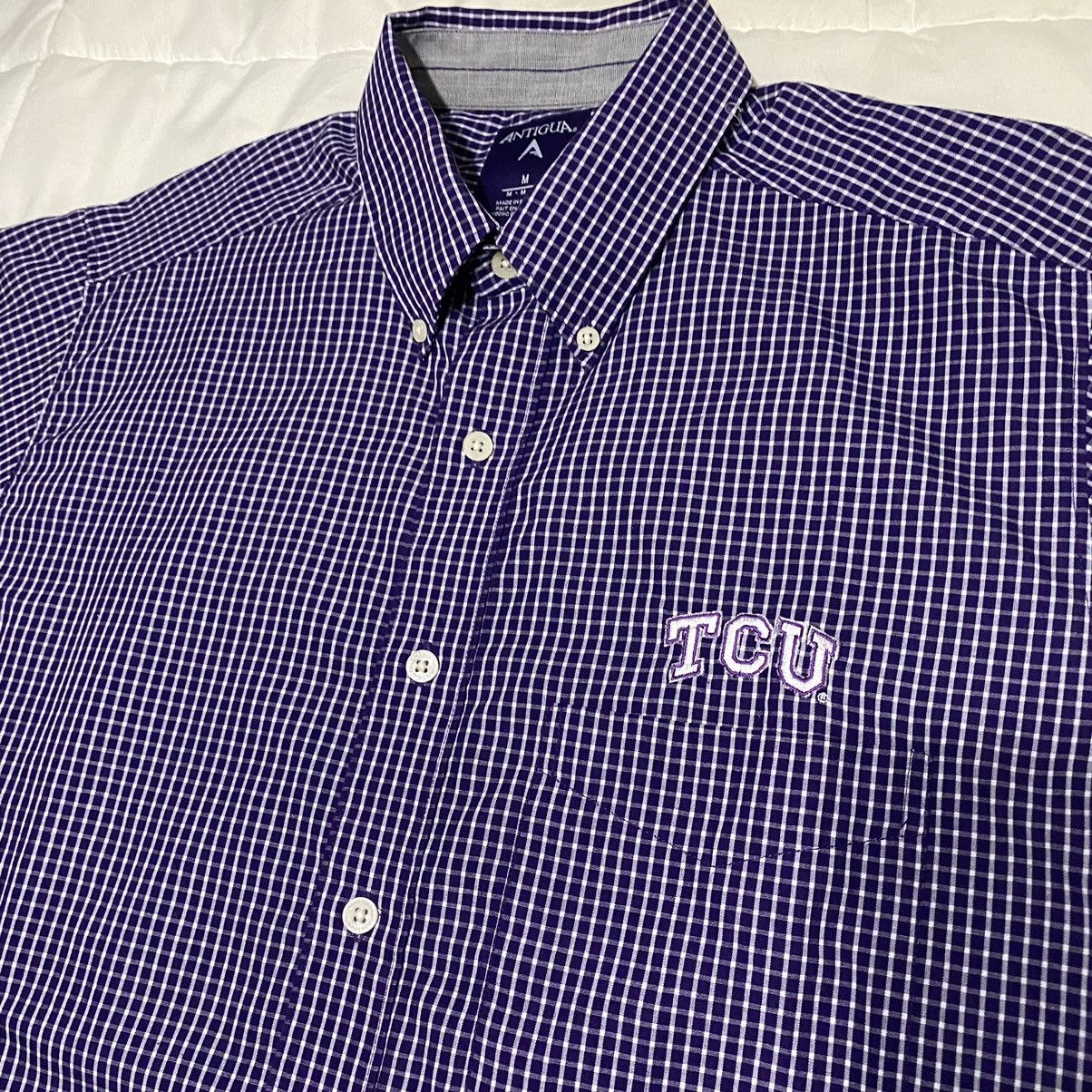 Vintage Purple TCU Striped Button Up Shirt Size US M / EU 48-50 / 2 - 4 Thumbnail