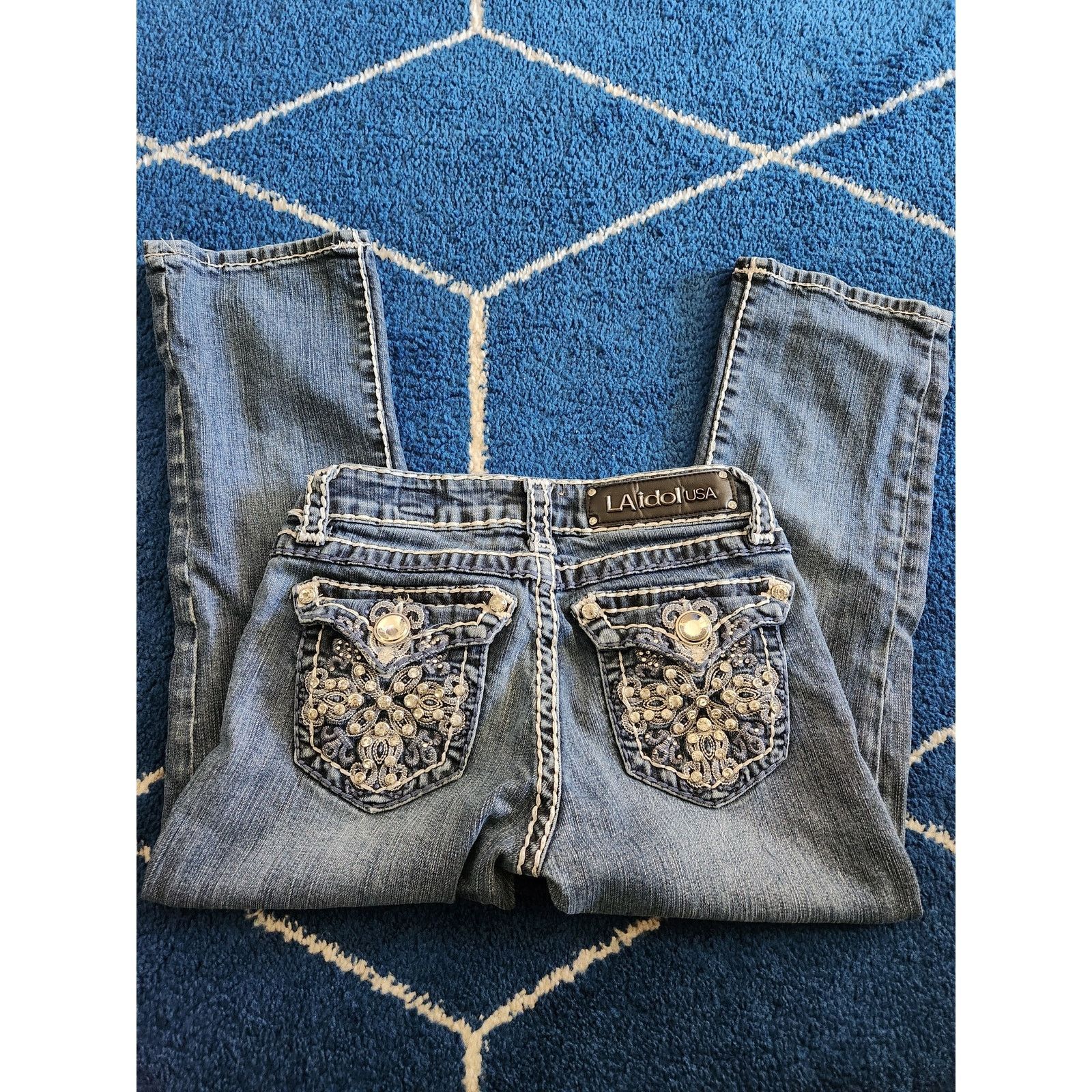 Other L.A Idol Women's Rhinestone Medium Wash Jeans-Sz1 Size 27" / US 4 / IT 40 - 1 Thumbnail