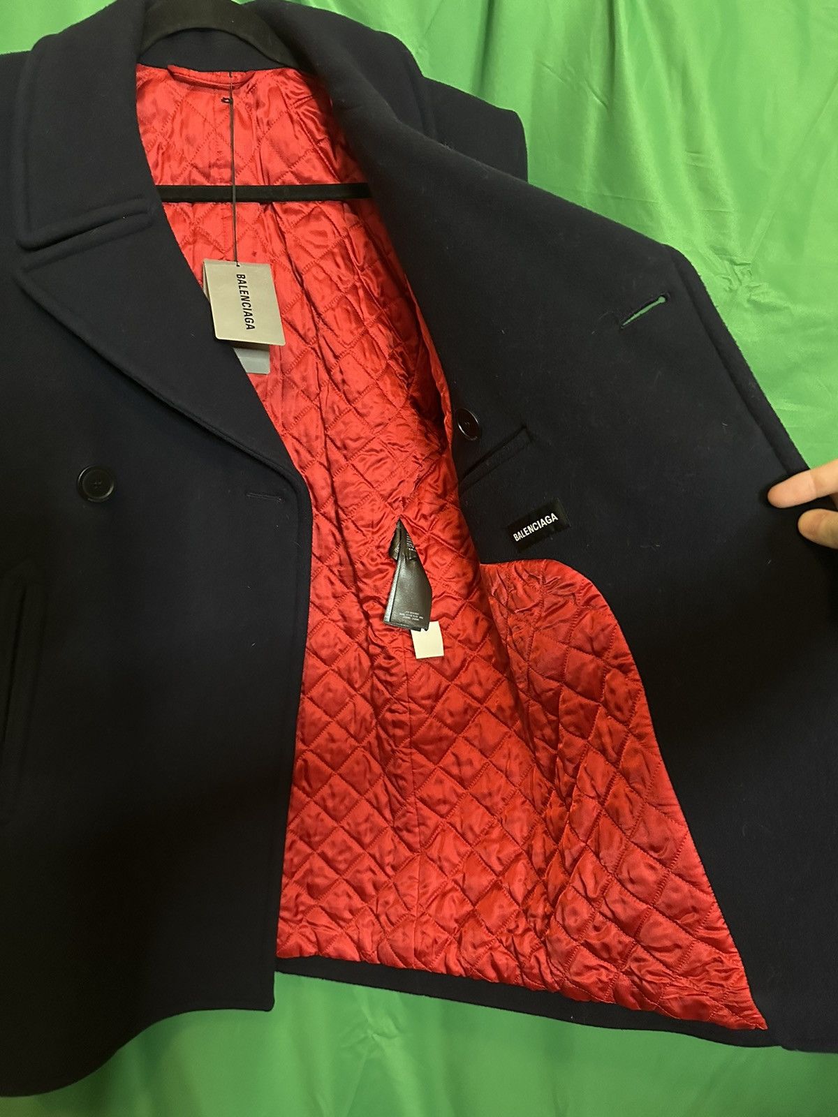 Balenciaga Padded shoulder cashmere + wool fleece 2019 peacoat NWT Size US S / EU 44-46 / 1 - 10 Thumbnail