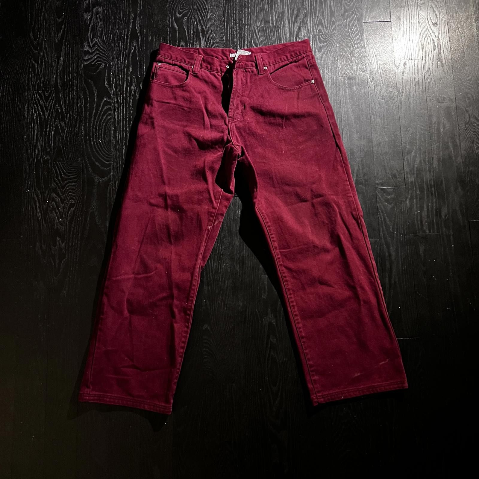 Pacsun Vintage Paco Jeans Dark Red Maroon - missing button Size US 34 / EU 50 - 1 Thumbnail