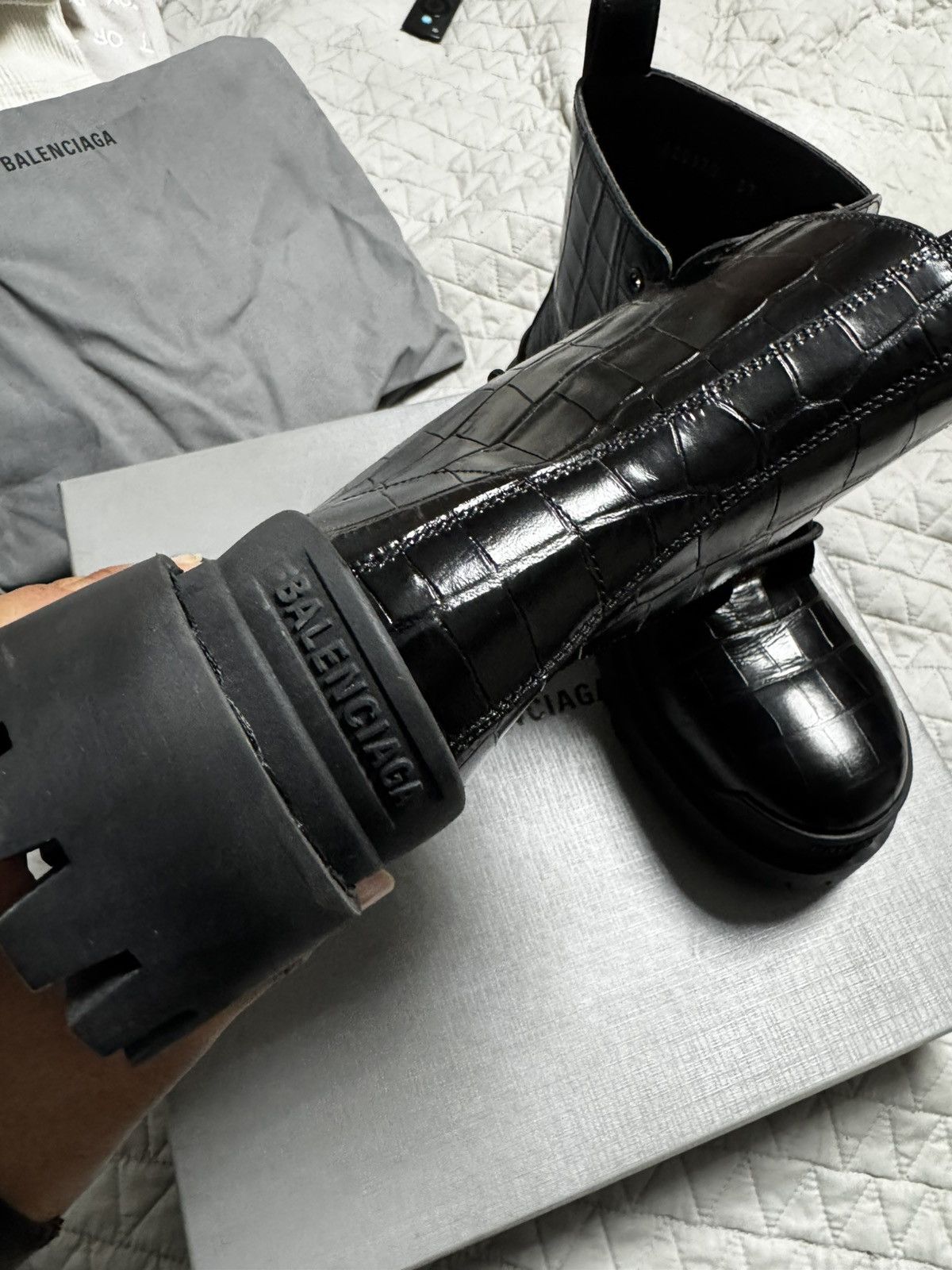 Balenciaga Balenciaga Crocodile Embossed Strike Boots Size US 7 / IT 37 - 3 Thumbnail