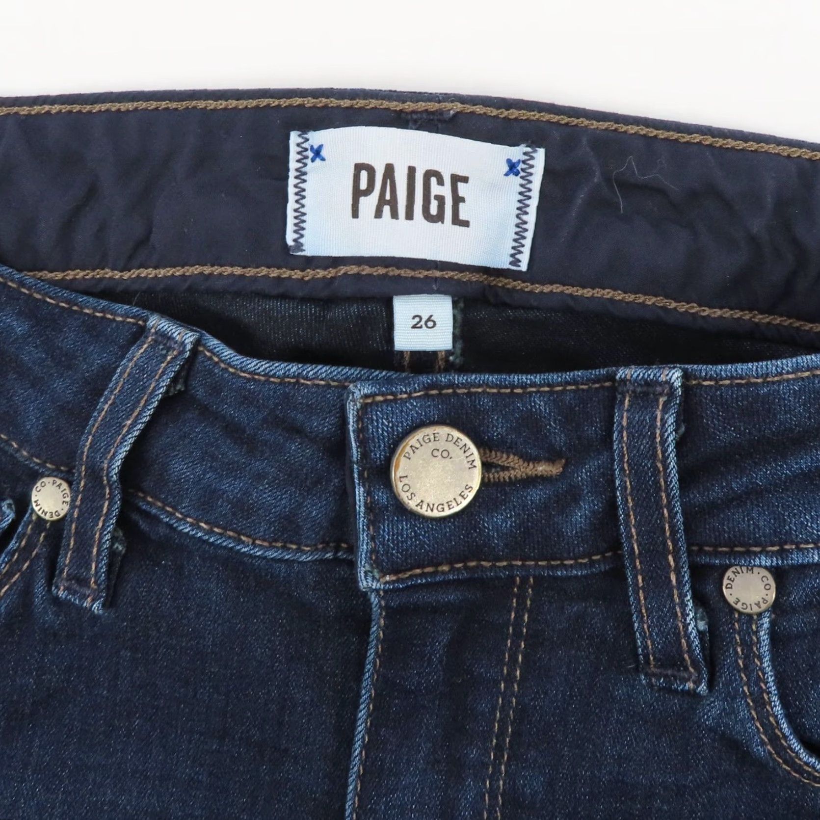 Paige Paige Skyline Jeans Womens 26 Skinny Solid Blue Dark Wash Denim Cotton Blend Size 26" / US 2 / IT 38 - 5 Thumbnail