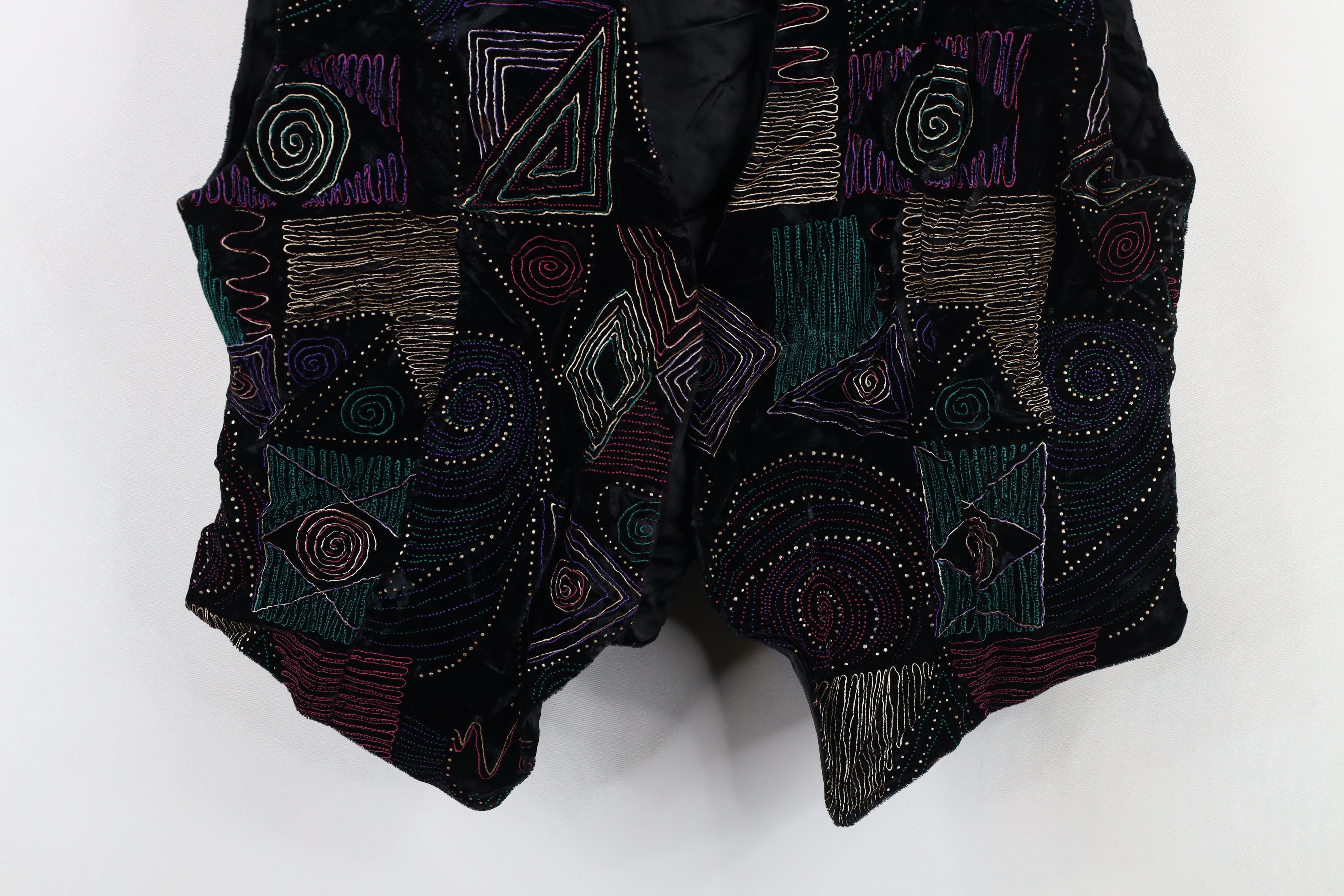 Vintage Vintage 90s Streetwear Geometric Velvet Velour Vest Jacket Size M / US 6-8 / IT 42-44 - 3 Thumbnail