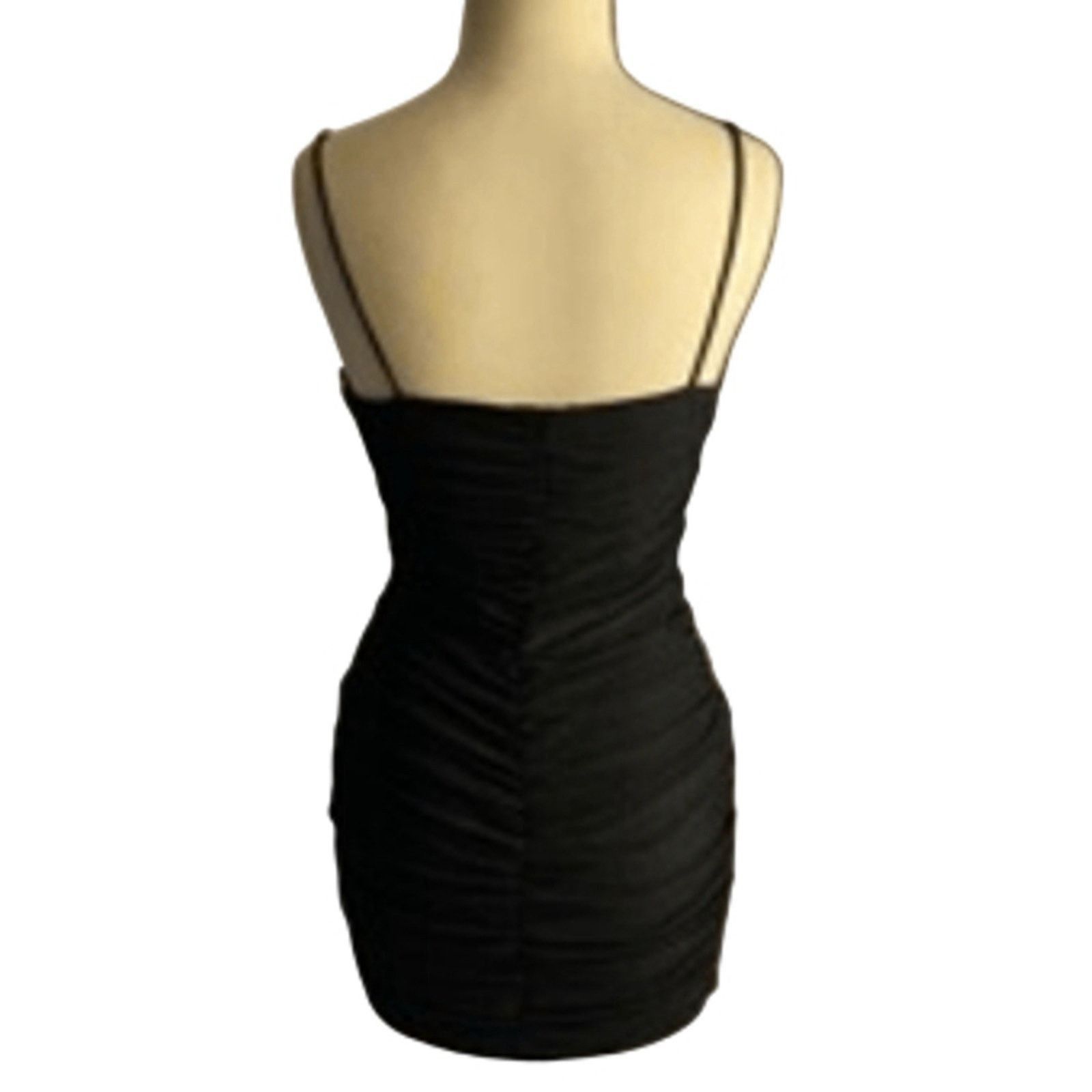 Shein SHEIN BAE Black Sparkle Ruched Bodycon Mini Dress XS Size XS / US 0-2 / IT 36-38 - 7 Thumbnail