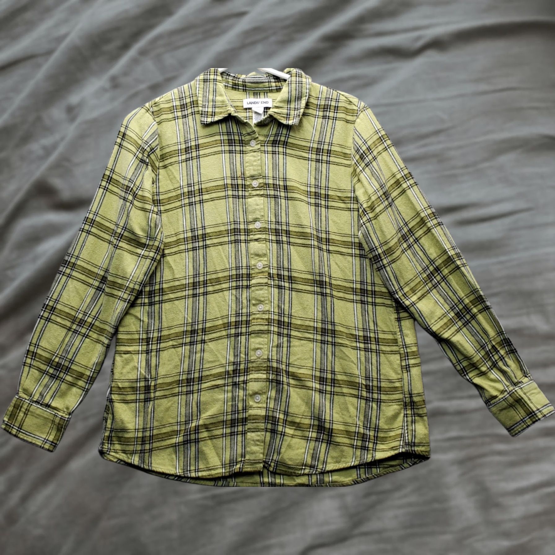 Lands' End Lands' End Flannel Shirt Womens Size M Multi Plaid Long Sleeve Collared Button Up Size M / US 6-8 / IT 42-44 - 1 Thumbnail