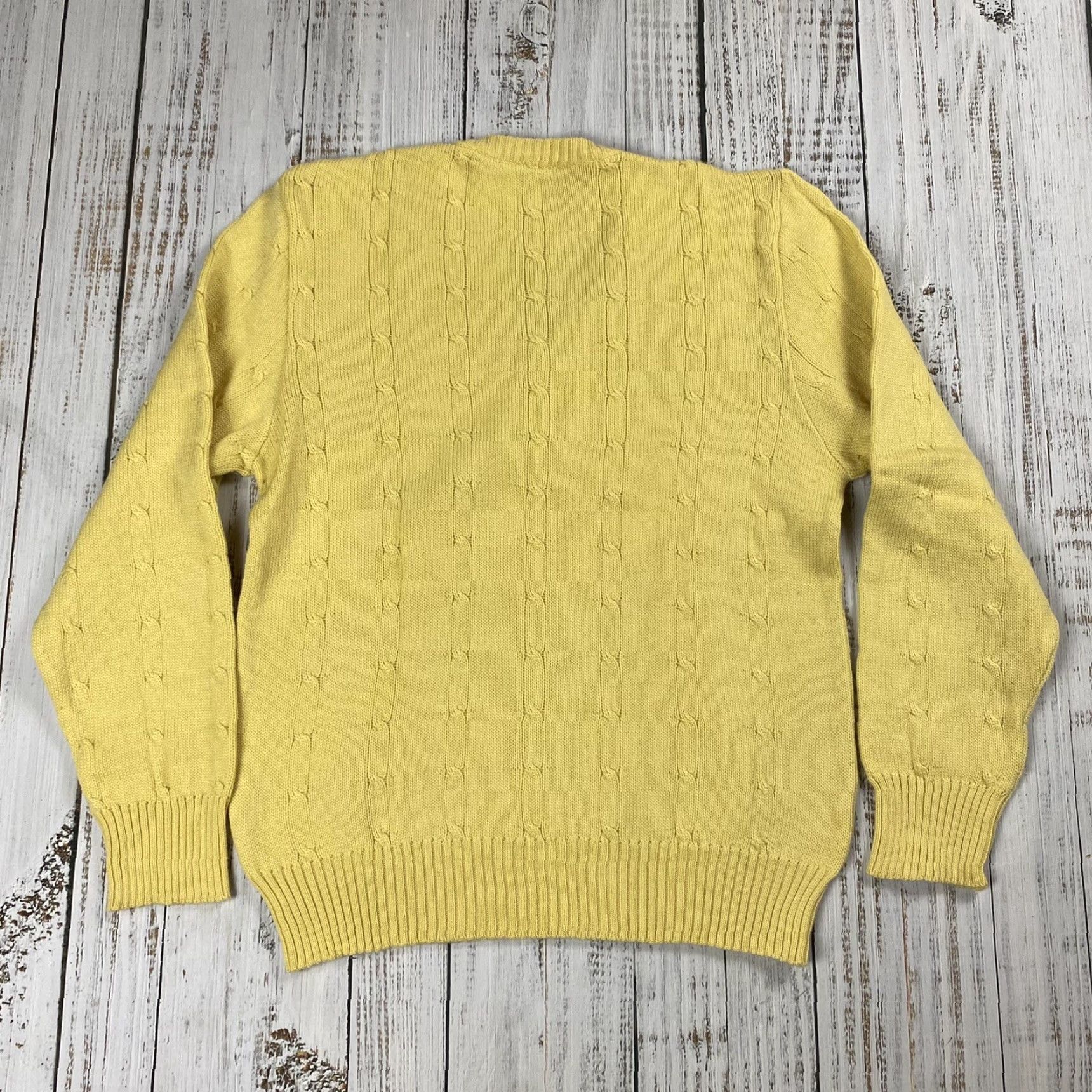 Vintage VINTAGE Abraham & Strauss 100% Merino Wool V-Neck Cardigan Knit Shirt XL Men's Yellow 1970s Secretary/Geek Size US XL / EU 56 / 4 - 4 Thumbnail
