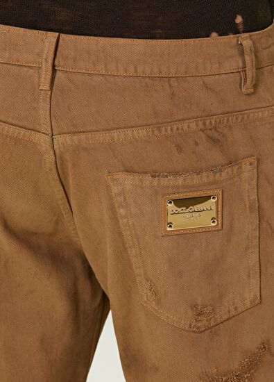 Dolce & Gabbana o1y0125 Logo Print Jeans in Brown Size US 32 / EU 48 - 5 Thumbnail
